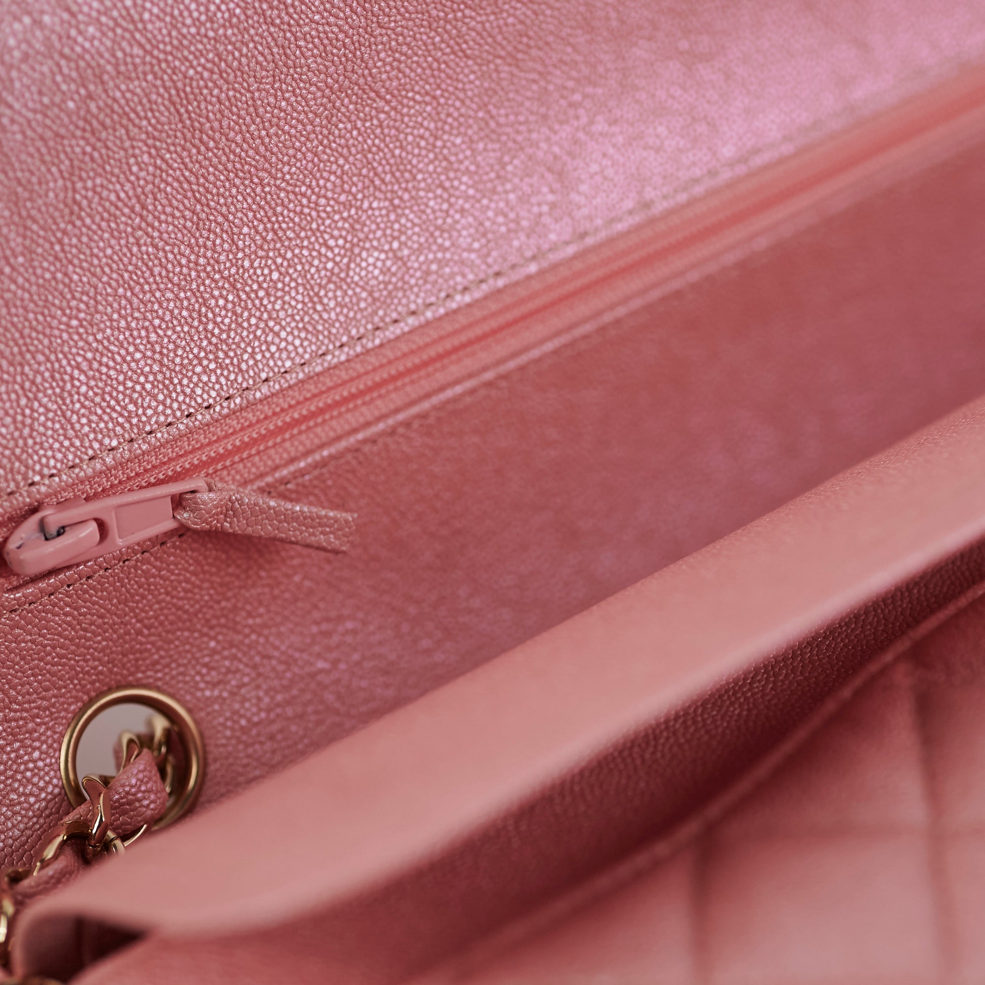 Chanel Medium/Large Caviar Double Classic Flap Bag in Iridescent Pink | Luxury Designer Handbag for Women | Perfect for Parties, Weddings & Special Occasions