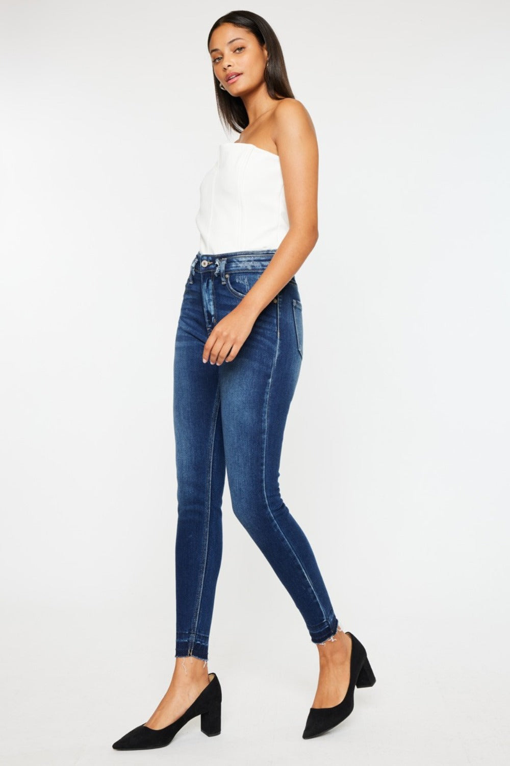 Kancan Women's Full Size High Rise Ankle Skinny Jeans - Stretch Denim Pants for Casual Wear & Night Out