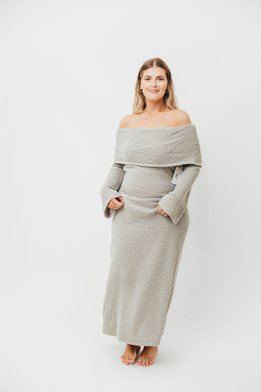 Nora Knit Maxi Dress in Dusty Sage - Bump Friendly Maternity Dress for Women | Comfortable Stretchy Long Dress for Pregnancy, Nursing & Everyday Wear