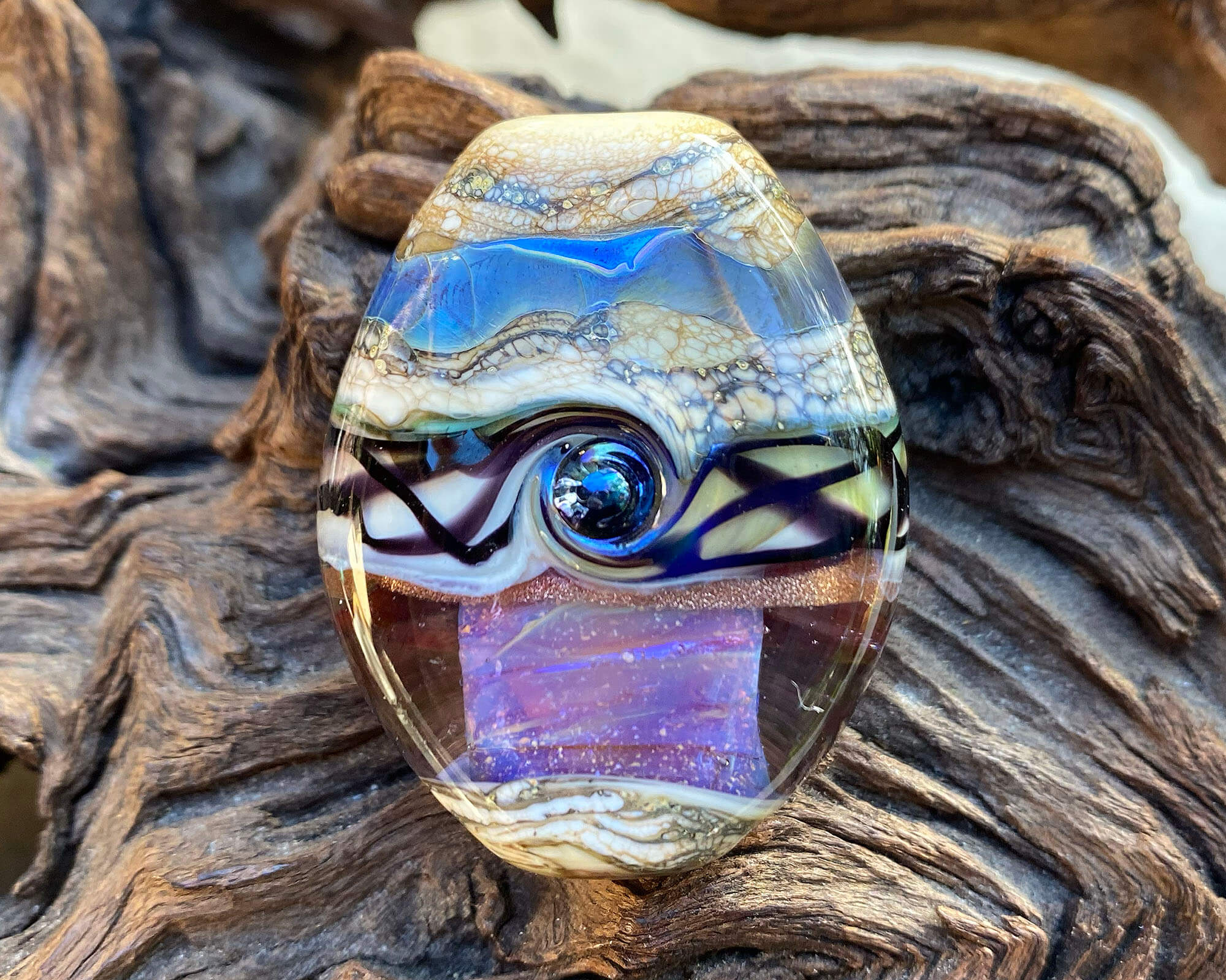 Purple Organic Lampwork Focal Bead SRA - Handmade Glass Bead for Jewelry Making, DIY Crafts & Necklace Design | Perfect for Beaders, Artists & Craft Enthusiasts