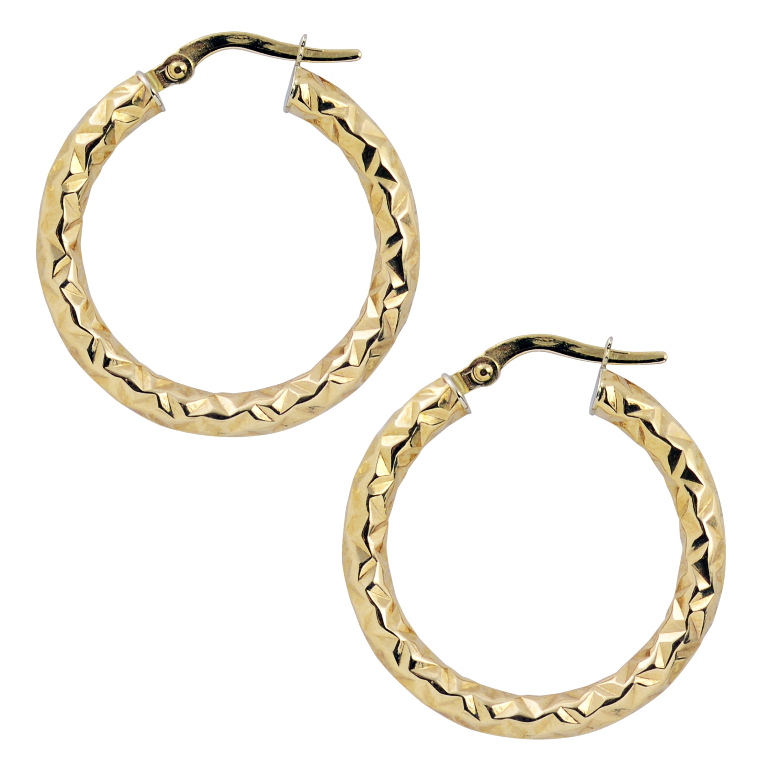 10K Gold 20mm Diamond-Cut Round Hoop Earrings for Women | Dainty Everyday Jewelry | Perfect for Work, Date Night & Special Occasions