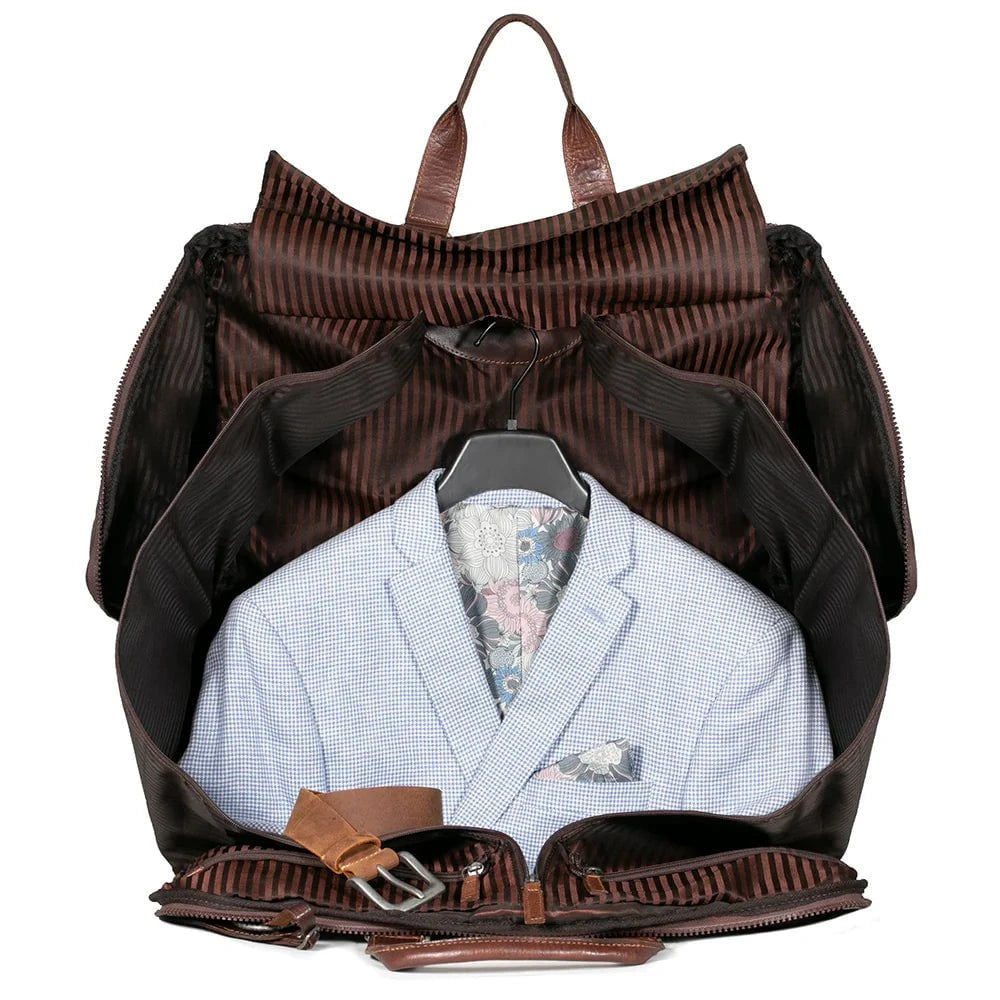 Jack Georges Voyager Large Convertible Valet Bag - Premium Leather Travel Organizer for Men | Business Trip & Weekend Getaway Essential