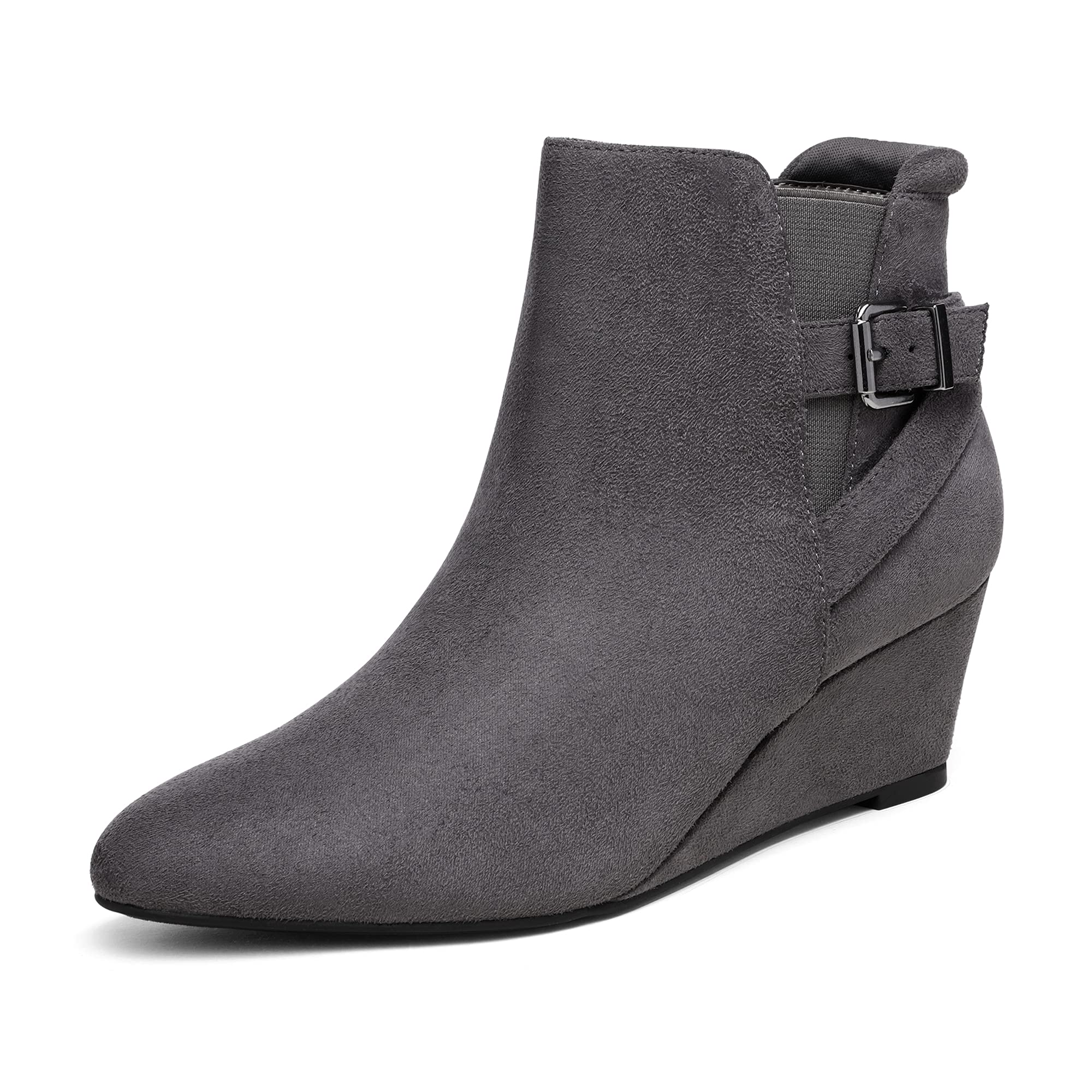 DREAM PAIRS Women's Black Ankle Booties with Wedge Heel - Stylish & Comfortable Boots for Casual Outfits, Office Wear & Night Out