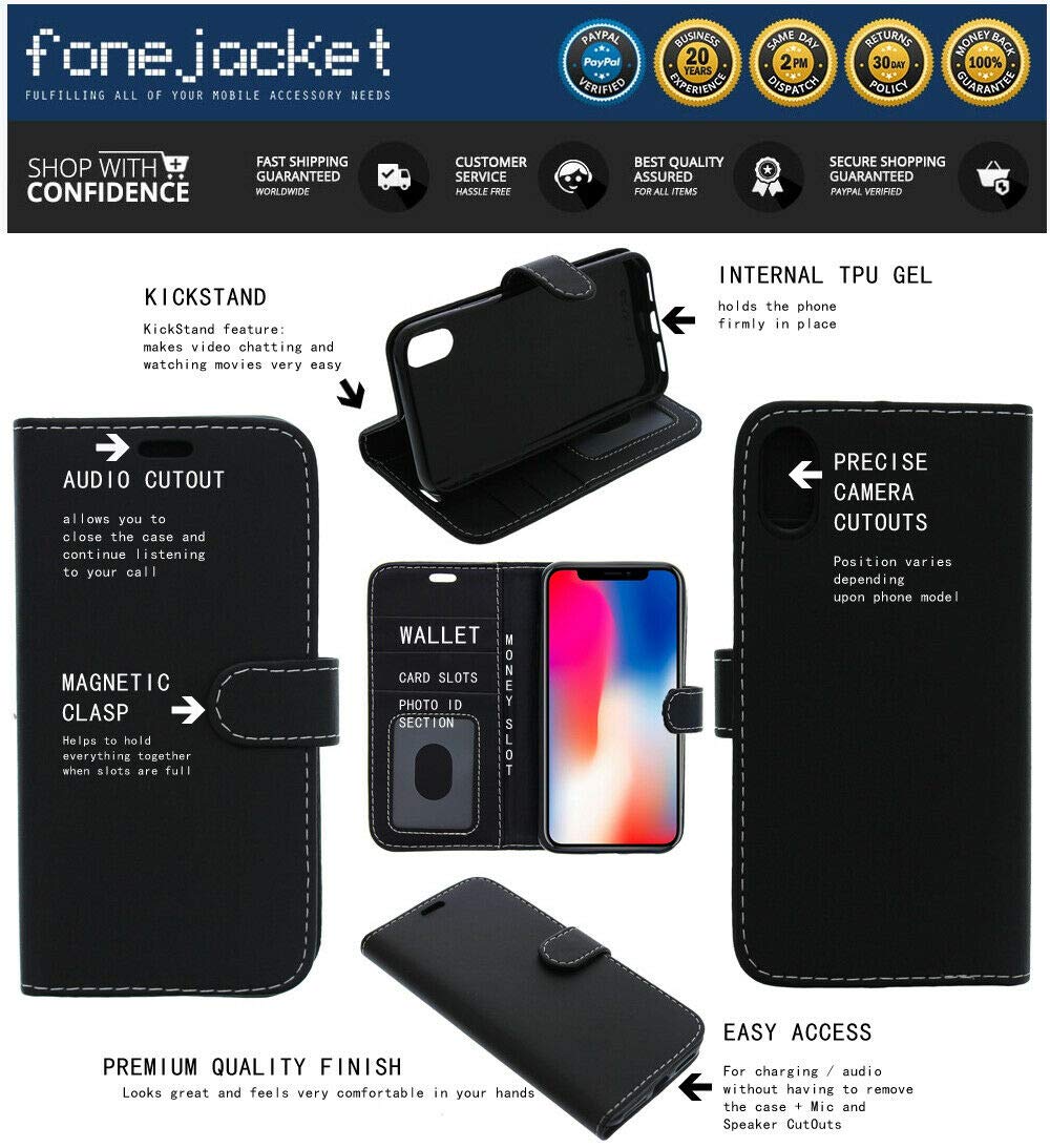 Premium Leather Wallet Case for Samsung Galaxy A21 - Flip Book Folio Cover with Card Slots & Kickstand (Black) | Perfect for Daily Use, Travel & Business Meetings