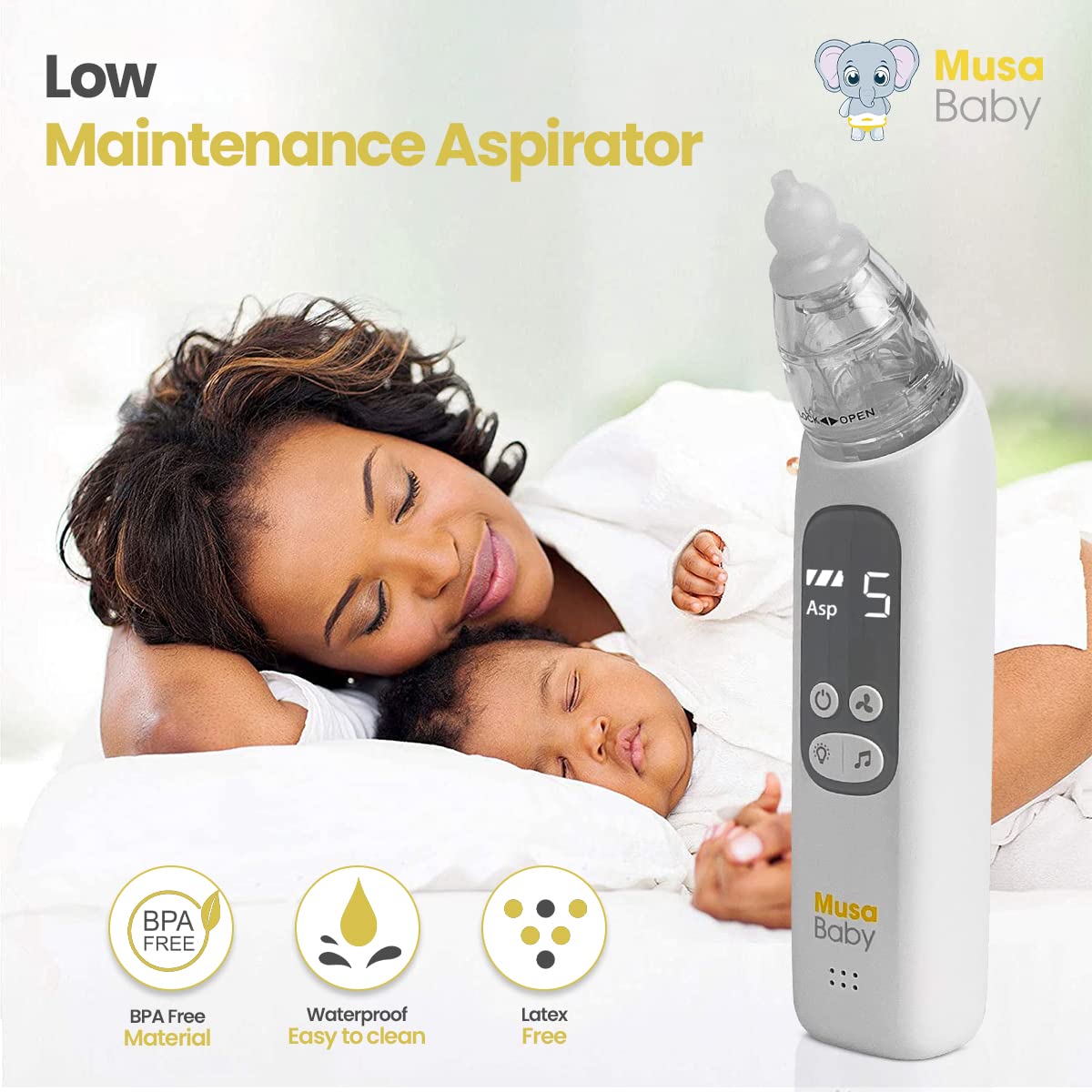 Electric Baby Nasal Aspirator - Automatic Mucus Suction with Soft Silicone Tip, Gentle Booger Remover for Infants & Toddlers, Portable Snot Vacuum for Newborns & Kids (White) - Perfect for Congestion Relief at Home & Travel