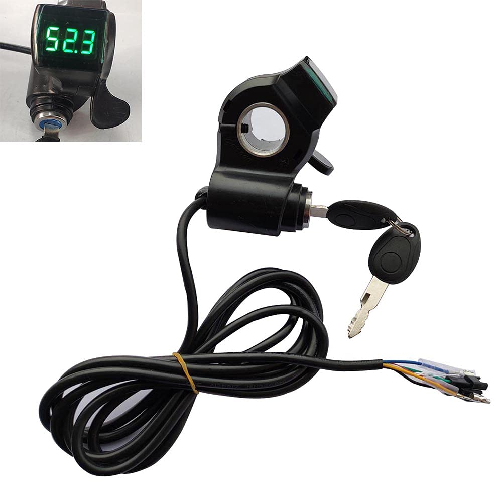 12V-99V Electric Scooter Thumb Throttle with LCD Display & Voltage Key Lock - Compatible with E-Bikes & E-Scooters (Green LCD) - Perfect for Commuting & Urban Travel