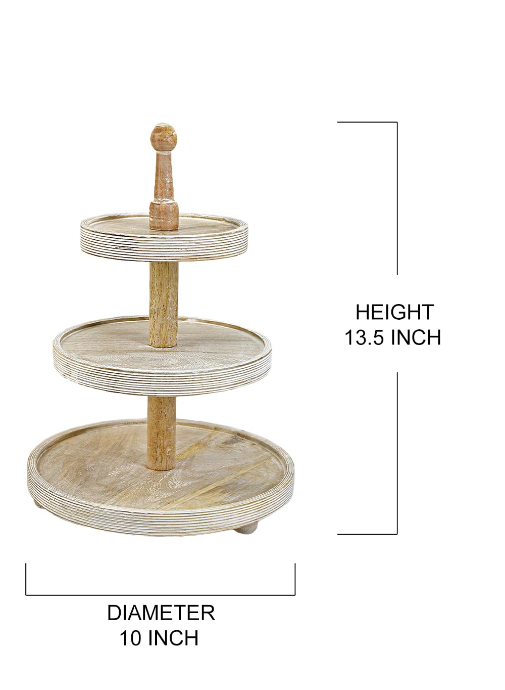 3-Tier Wooden Serving Stand - Rustic Display Tray for Desserts, Appetizers, Jewelry - Perfect for Weddings, Parties & Home Decor (10