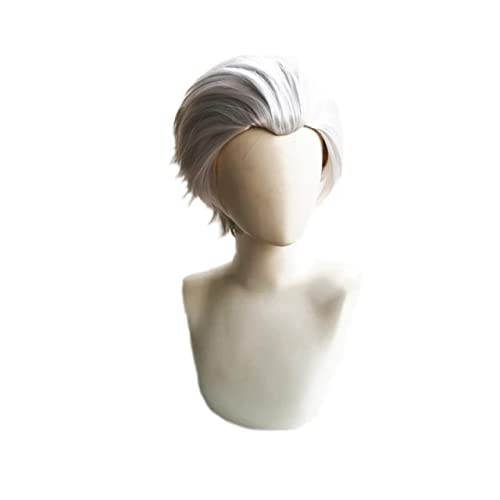 Anime Haikyuu!! Koutarou Bokuto Cosplay Wig - Short Silver White Heat Resistant Synthetic Hair for Costume & Halloween - Perfect for Anime Conventions, Cosplay Events, and Themed Parties