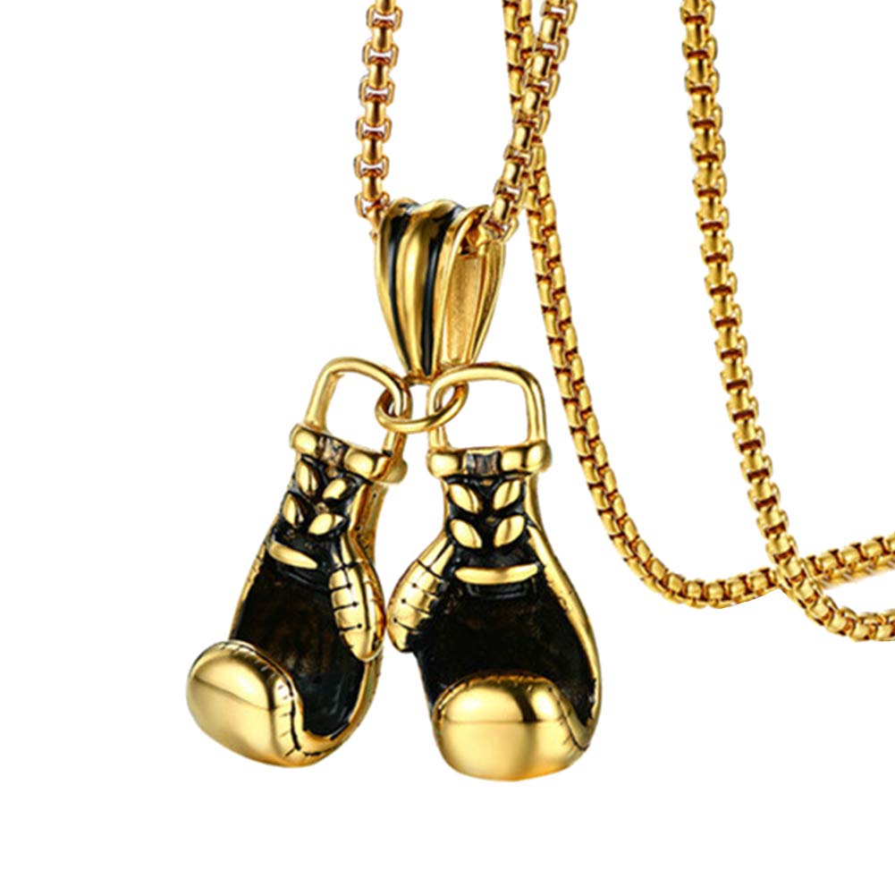 Men's Boxing Glove Pendant Chain Necklace - Black Fitness Sports Jewelry Gift for Athletes & Boxing Fans | Perfect for Gym, Workout & Streetwear Fashion