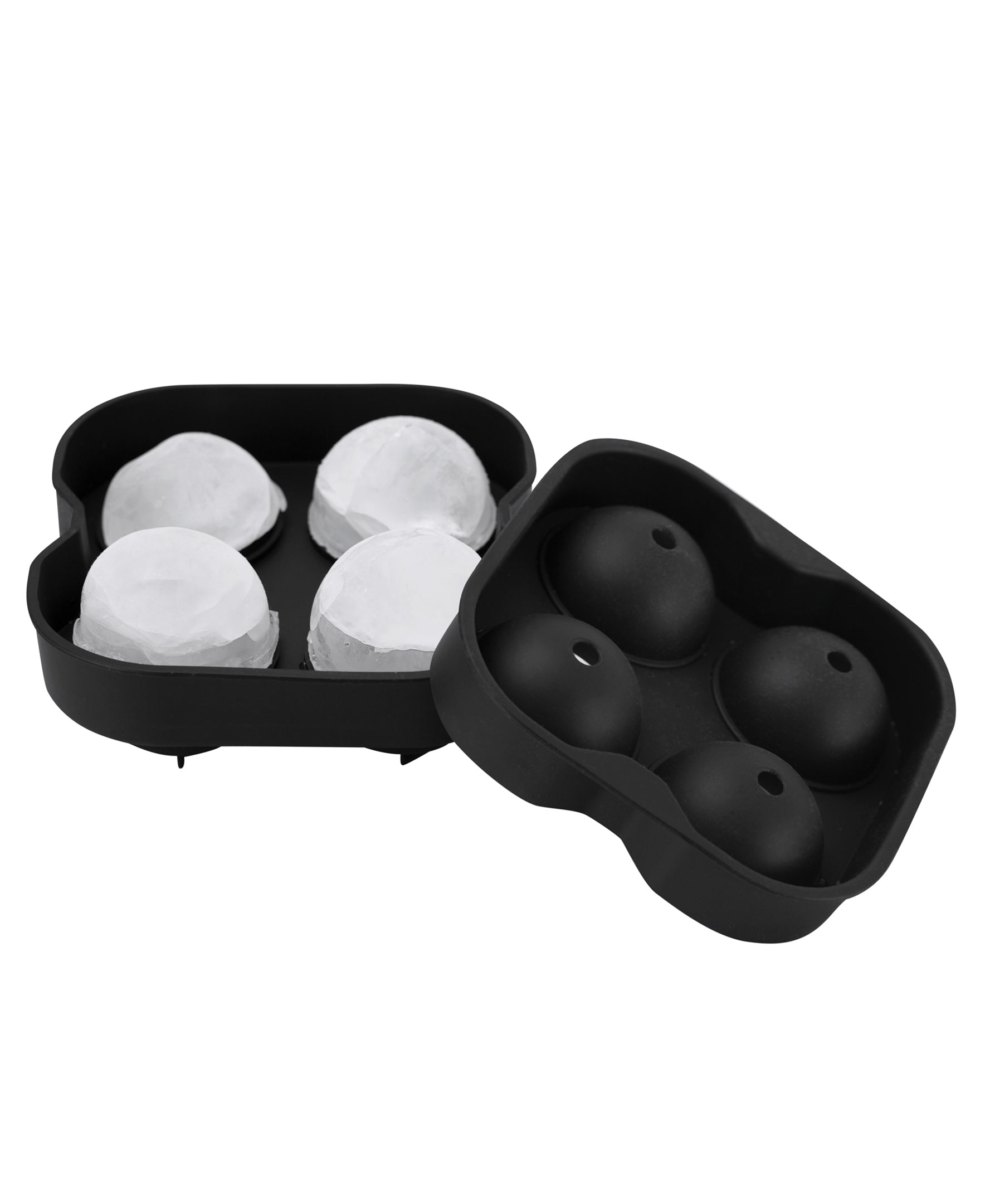 Premium Black Round Silicone XL Ice Mold - Extra Large Reusable Ice Cube Tray for Cocktails, Whiskey & Cold Drinks - Perfect for Home Bars, Parties & Entertaining