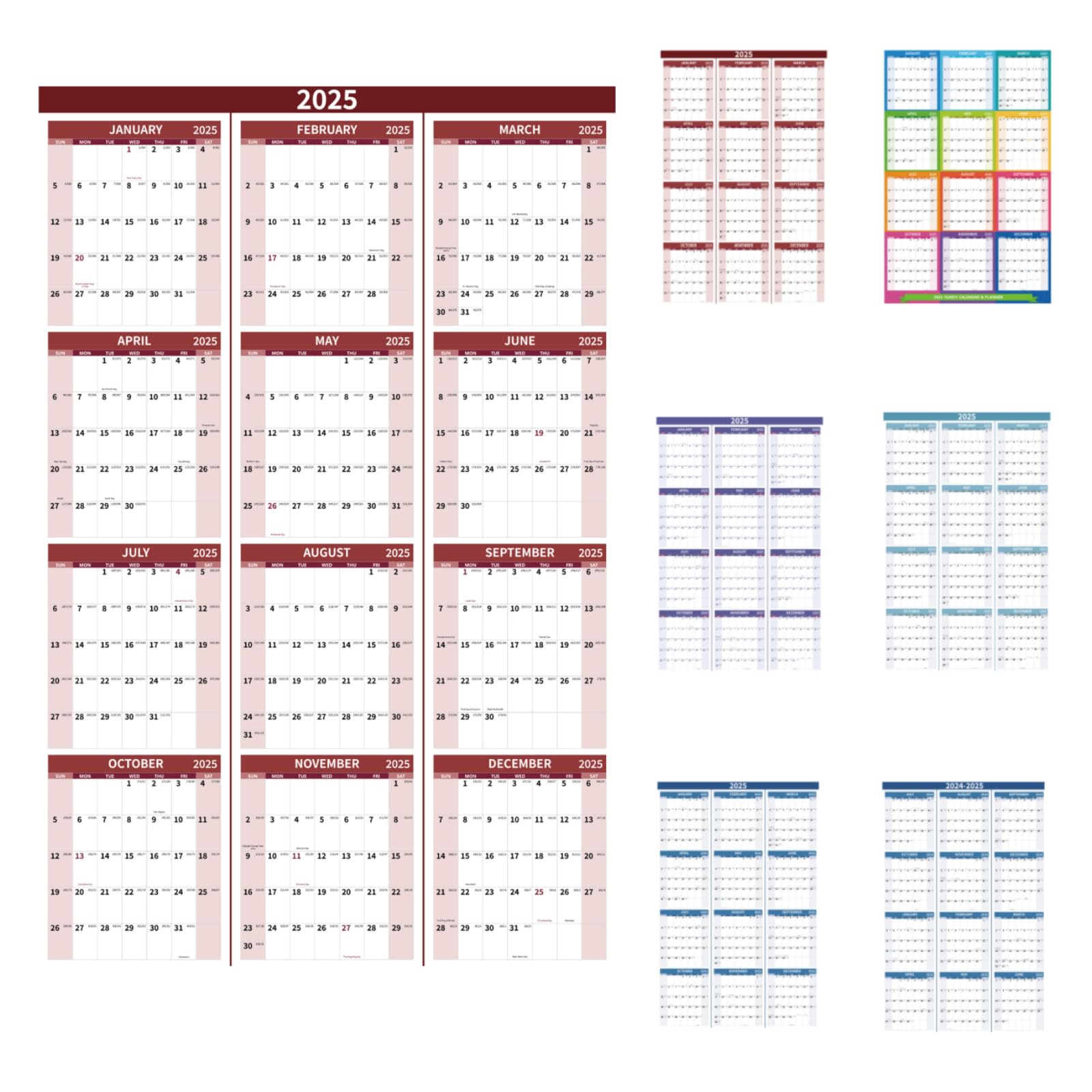 2025 Large Wall Calendar 34.8