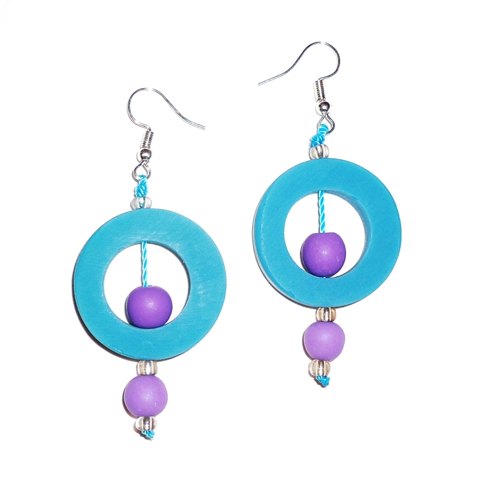 Handmade Cerulean Blue Resin Circle Earrings for Women - Boho Chic Jewelry for Casual Wear & Special Occasions