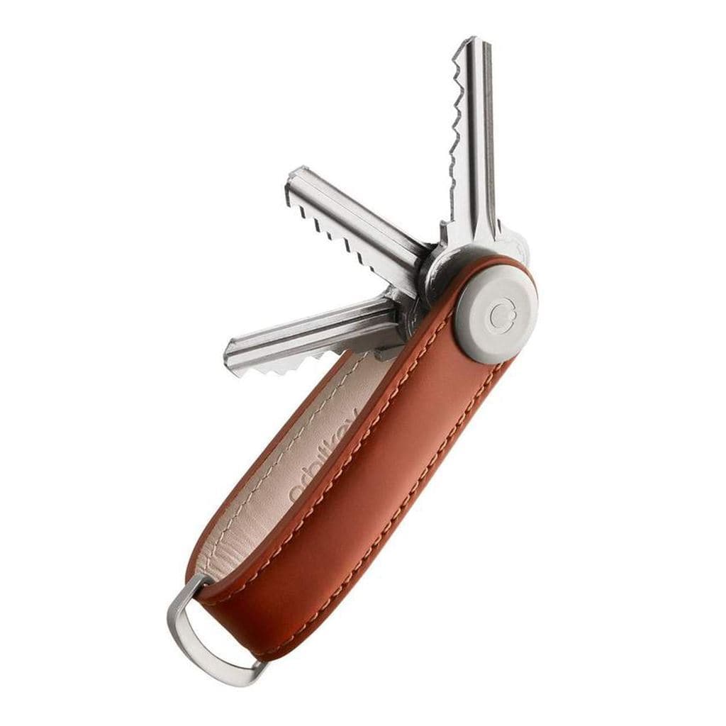 Orbitkey Leather 2.0 Key Organizer - Premium Cognac/Tan Genuine Leather Key Holder for Men & Women - Perfect for Home, Office & Travel Accessories