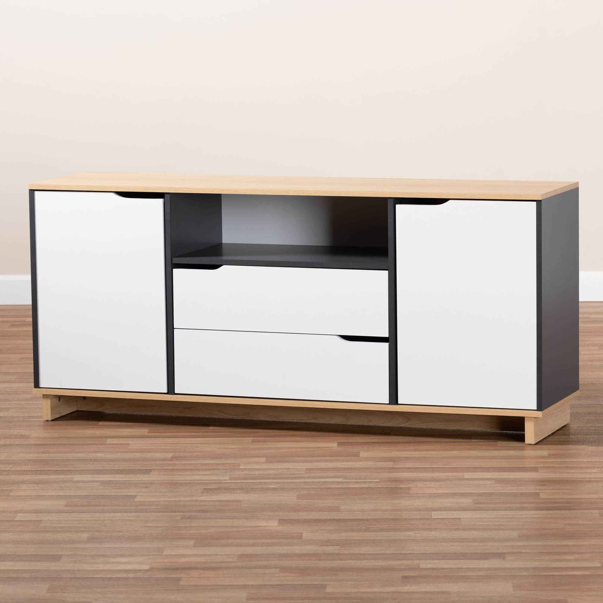 Baxton Studio Modern Sideboard & Buffet Server - White, Oak, Grey Finish - Entryway, Dining Room, Living Room Storage Furniture