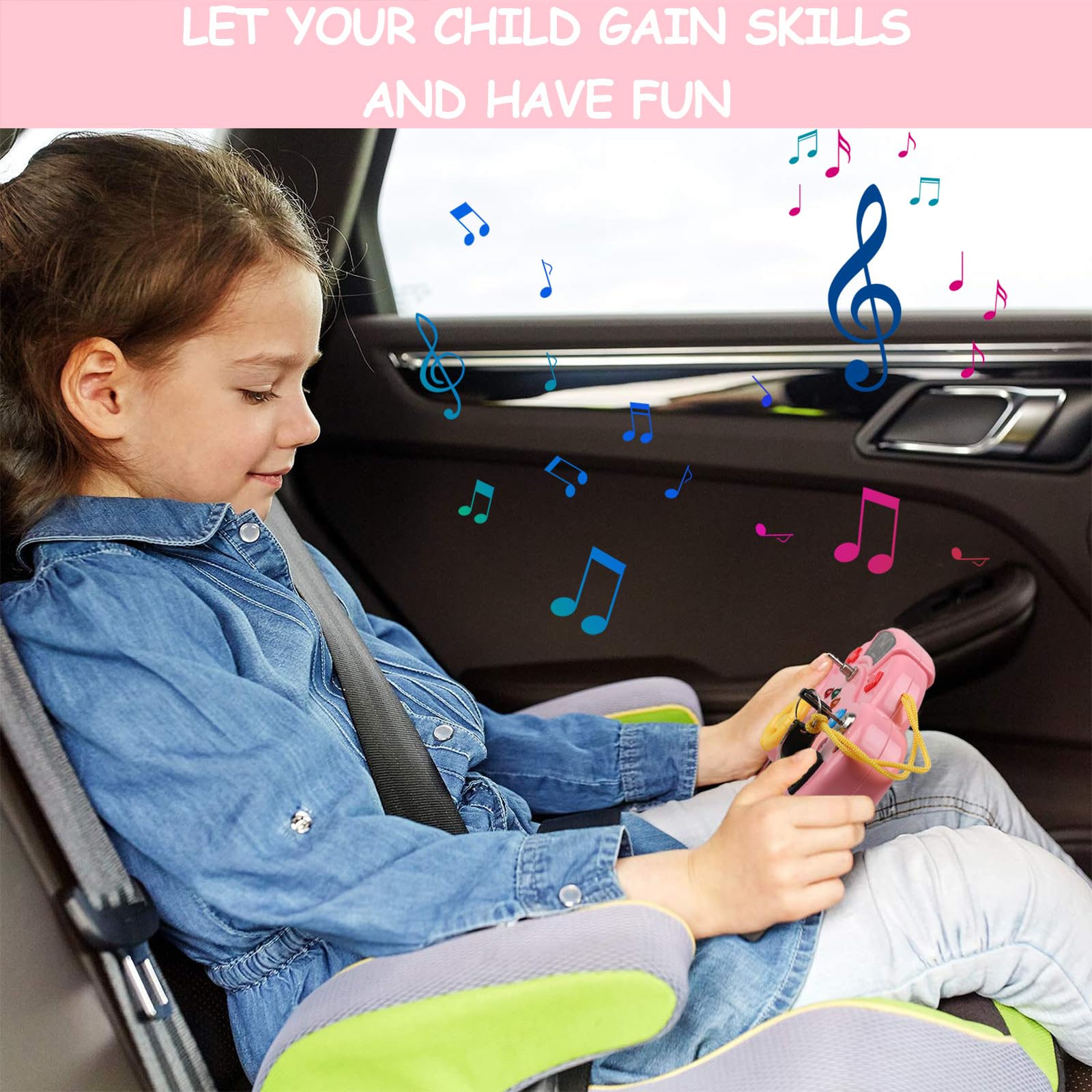 Montessori Busy Board for Toddlers 1-4 Years - LED Musical Light Switch Sensory Toy with Preschool Learning Activities | Travel & Educational Gift for Boys & Girls (Pink) - Perfect for Home, Classroom & Airplane Travel