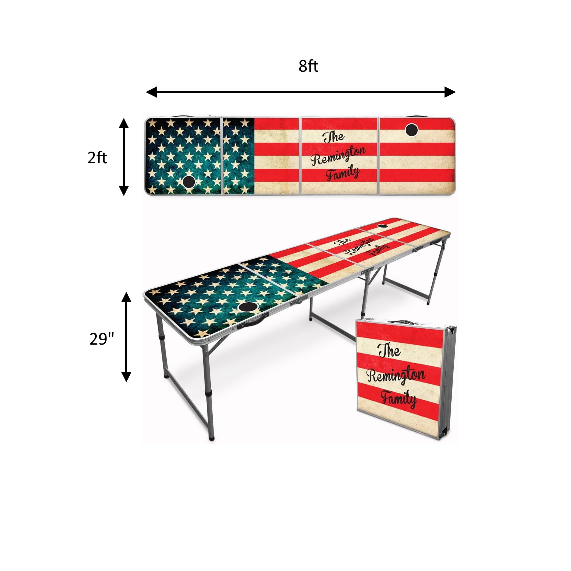 Premium 8-Foot Folding Beer Pong Table - Regulation Size for Parties, Tailgating & Travel - Portable Design with Shamrock Print - Perfect for College Parties, Backyard BBQs & Game Nights