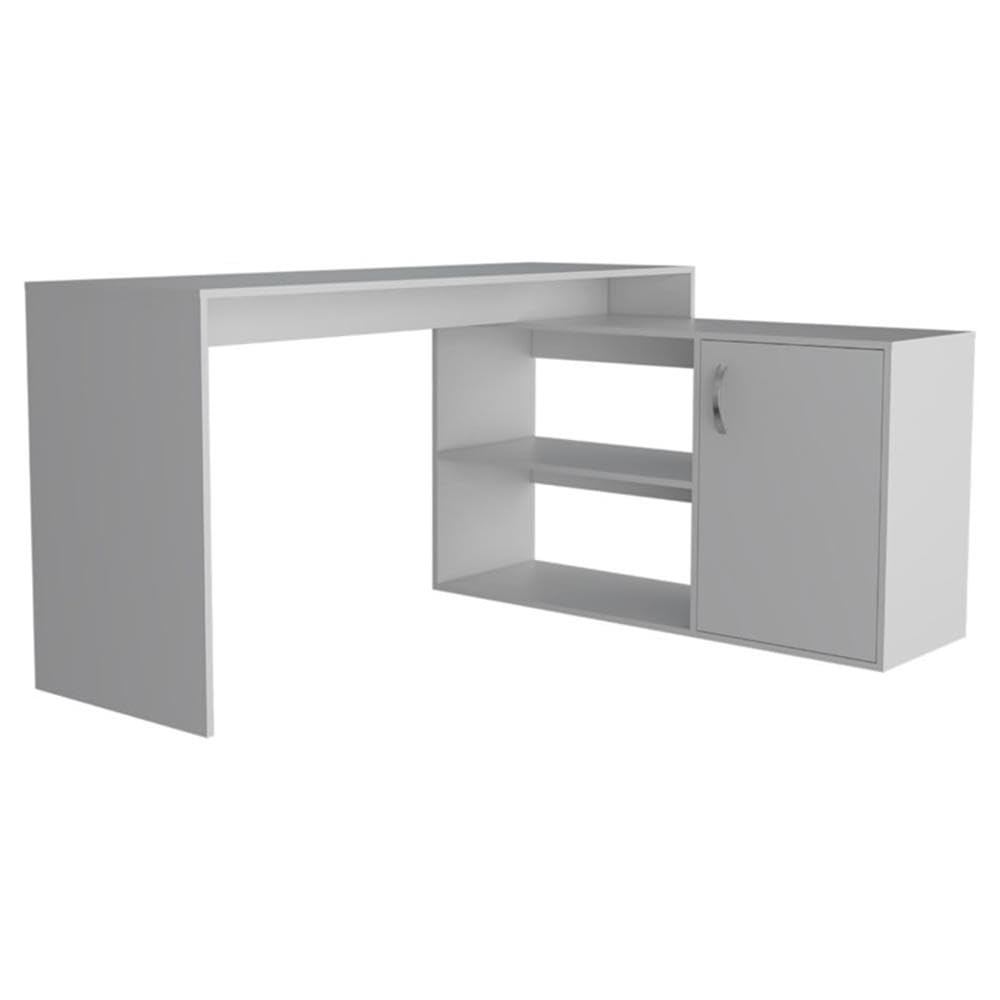 White TUHOME Axis L-Shaped Desk - Engineered Wood for Home Office