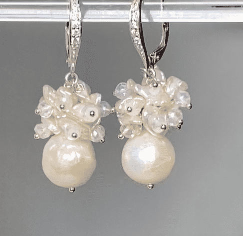 Ivory Pearl Cluster Wedding Bridal Earrings – Elegant Pearl Drop Earrings for Bride, Bridesmaid & Formal Occasions | Perfect for Weddings, Prom & Evening Events