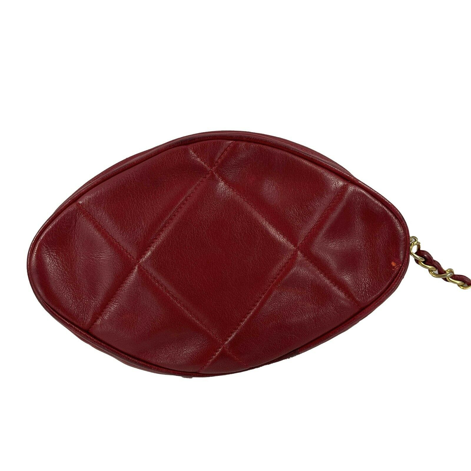 Vintage CHANEL Quilted Leather CC Oval Clutch Bag with Gold Tassel - Red Luxury Evening Bag for Women, Perfect for Parties, Weddings & Special Occasions