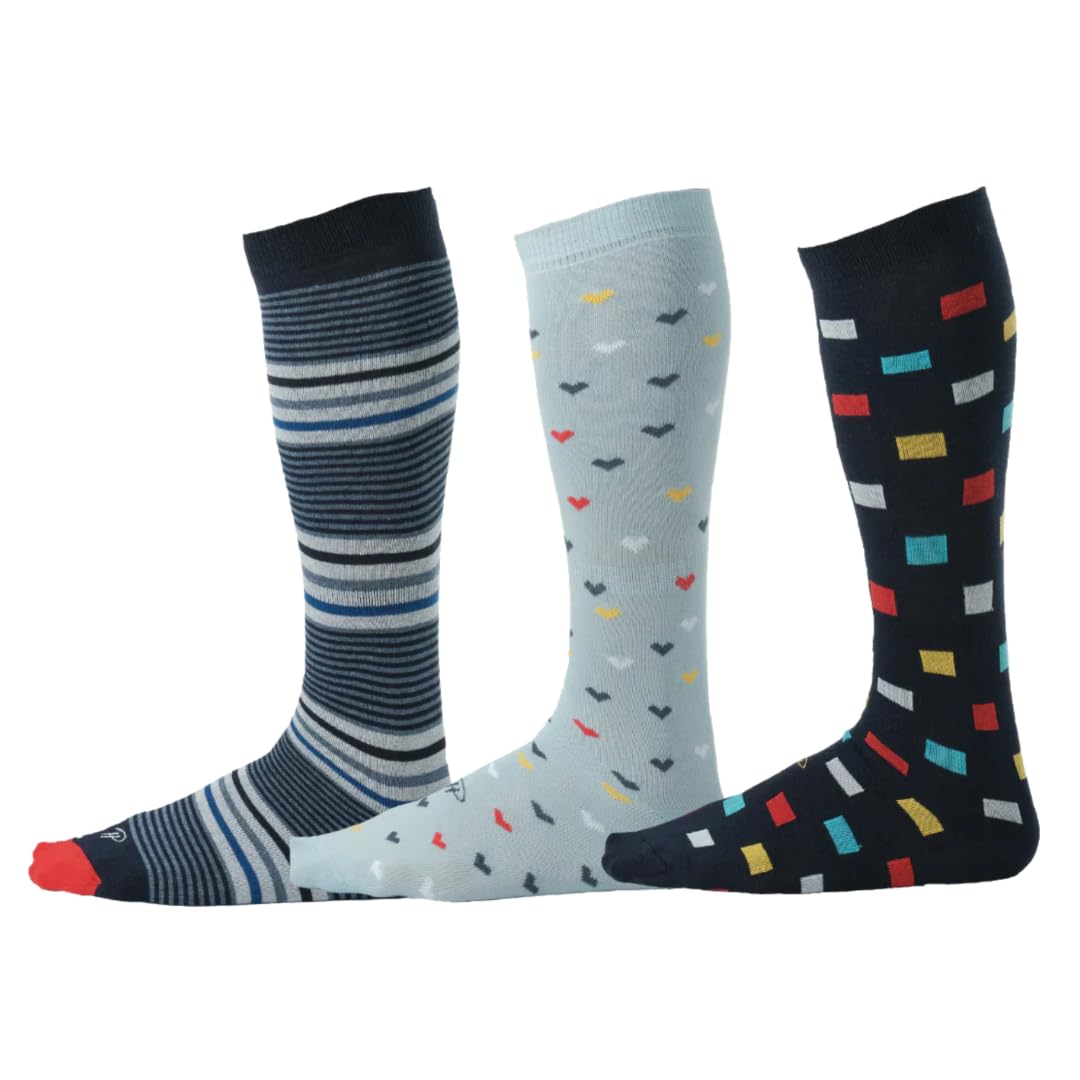 **Pierre Henry Men's Over the Calf Dress Socks (9 Pairs) – Colorful & Funky Cotton Socks for Business, Casual & Formal Wear**