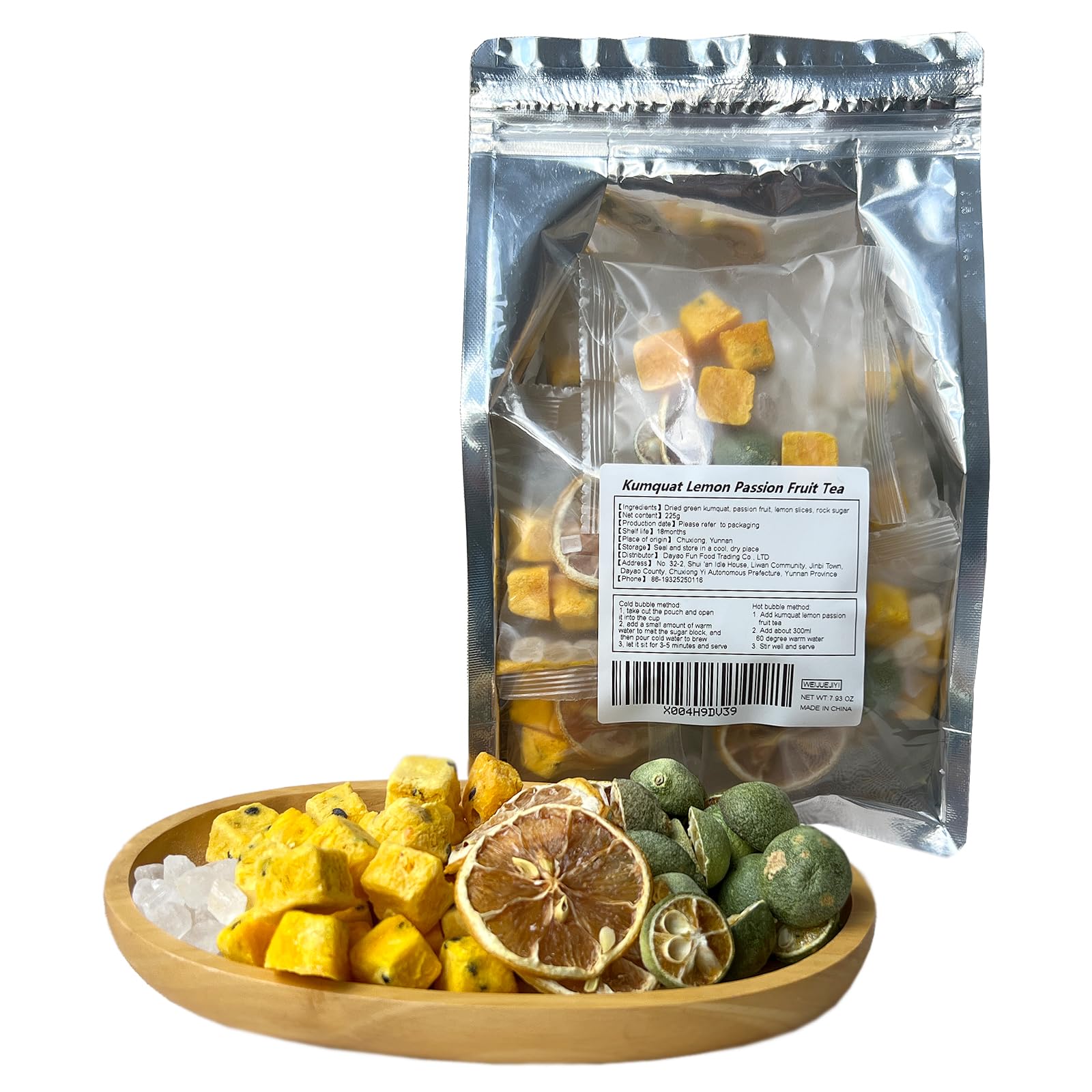 Premium Kumquat Lemon Passion Fruit Tea - 225g (15g x 15 Pack) | Natural Sour & Sweet Blend | No Additives | Perfect for Iced Tea, Gift Giving & Relaxation