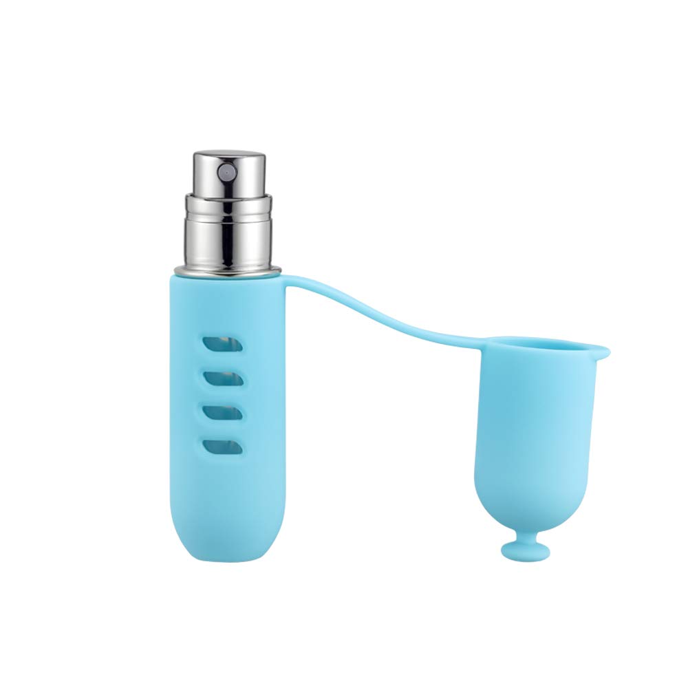 Yeejok 5ml Refillable Travel Perfume Atomizer - TSA Approved Mini Cologne Spray Bottle for Men & Women | Portable Pocket Size Perfume Container (Blue) | Perfect for Air Travel, Gym, Office & Daily Use