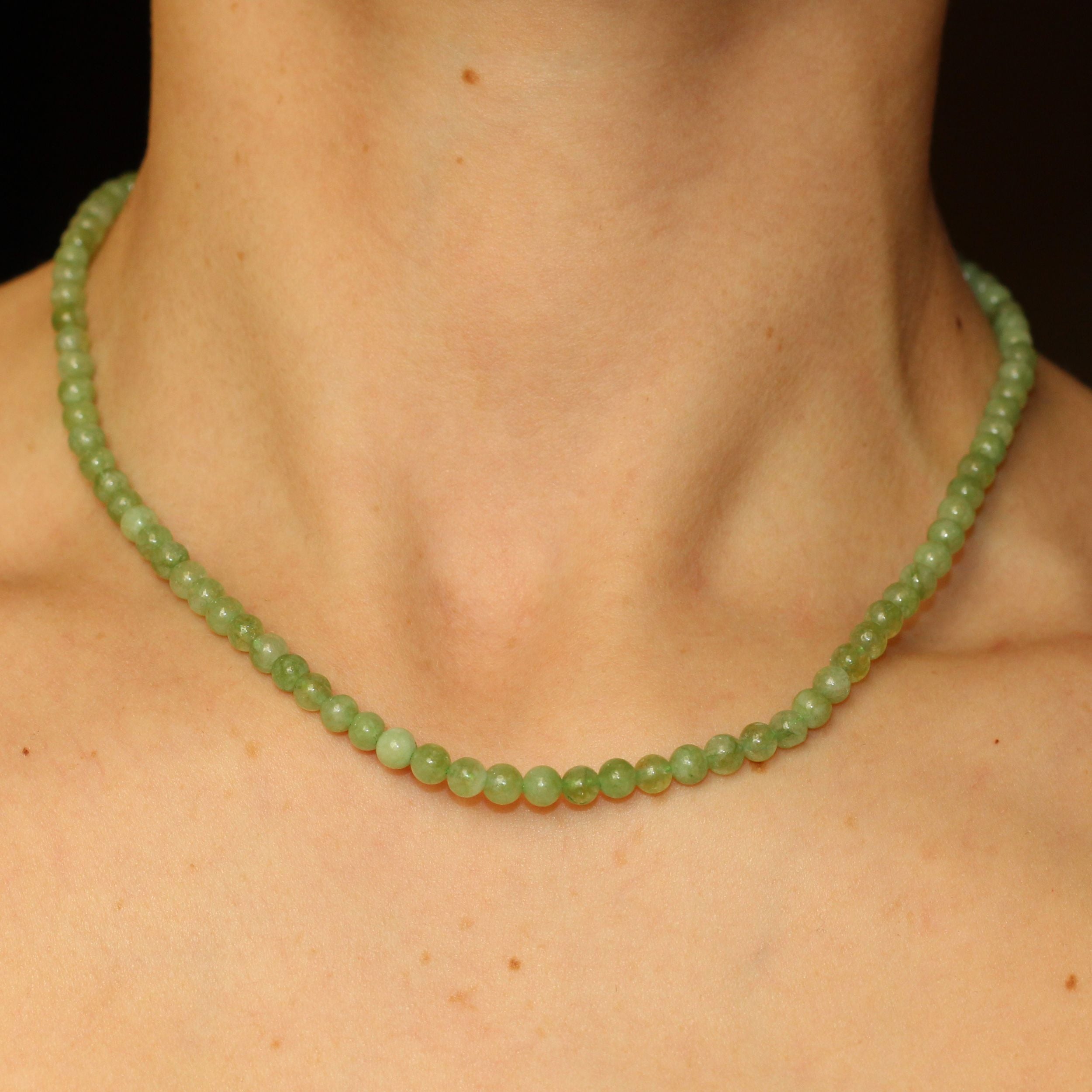 Peridot Beaded Necklace for Women - Dainty Mini Green Gemstone Jewelry - Perfect for Everyday Wear, Gift Giving & Special Occasions