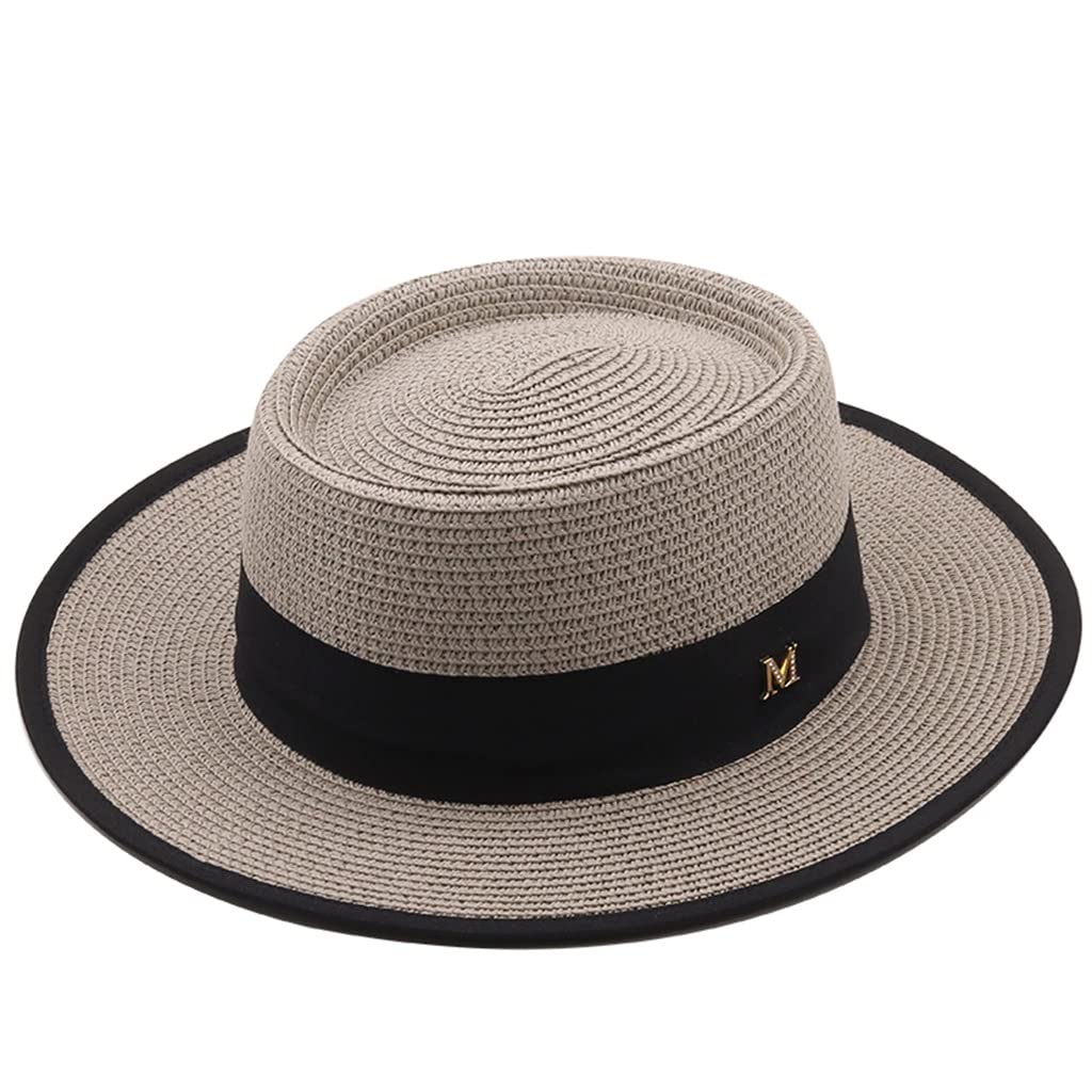 Women's Summer Sun Hat - Fashion Straw Beach Hat with Ribbon Bow, Casual Wide Brim Visor Cap for Outdoor, Travel, and Gardening (Color: D, Size: 56-58cm)