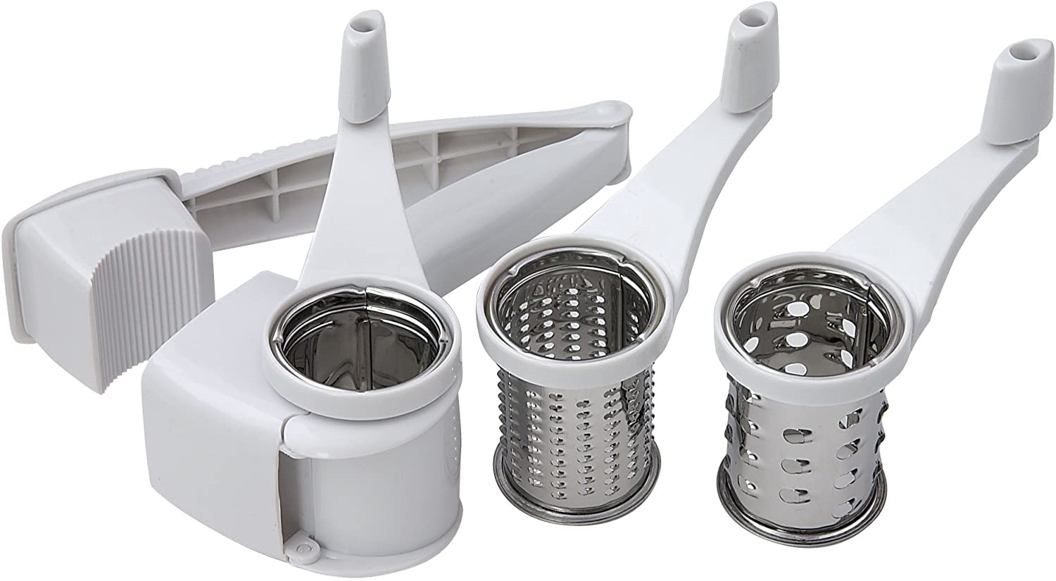 Stainless Steel Rotary Parmesan Cheese Grater - Handheld Manual Kitchen Shredder for Cheese, Butter, Vegetables, Potato & Carrot - Compact Salad Slicer with Ergonomic Crank Handle - Perfect for Italian Cooking, Salad Prep & Gourmet Meal Preparation