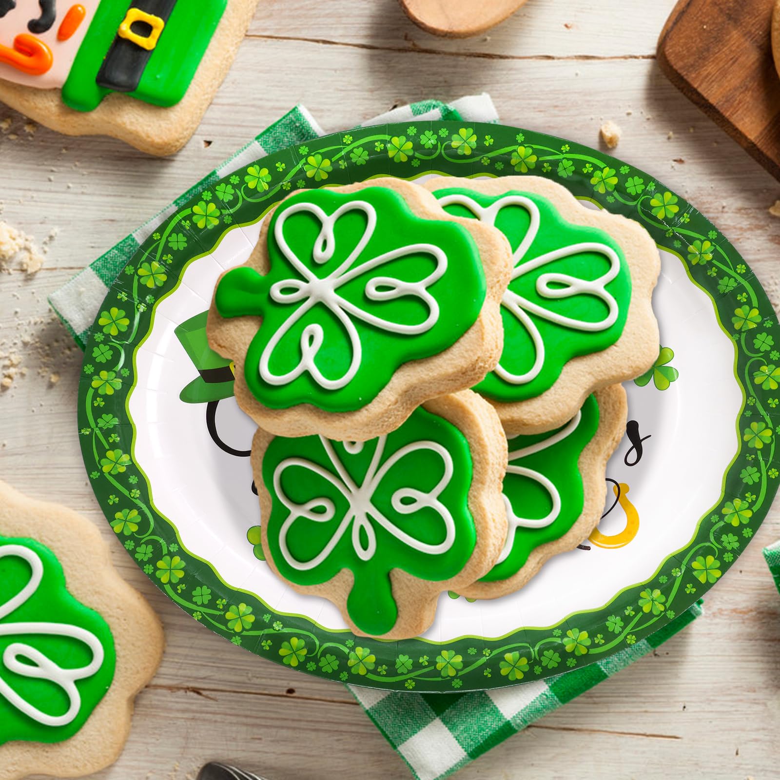 30 Pack St. Patrick's Day Shamrock Paper Plates - Disposable Oval Party Plates for St. Patrick's Day Celebrations, Irish Themed Parties, and Festive Gatherings