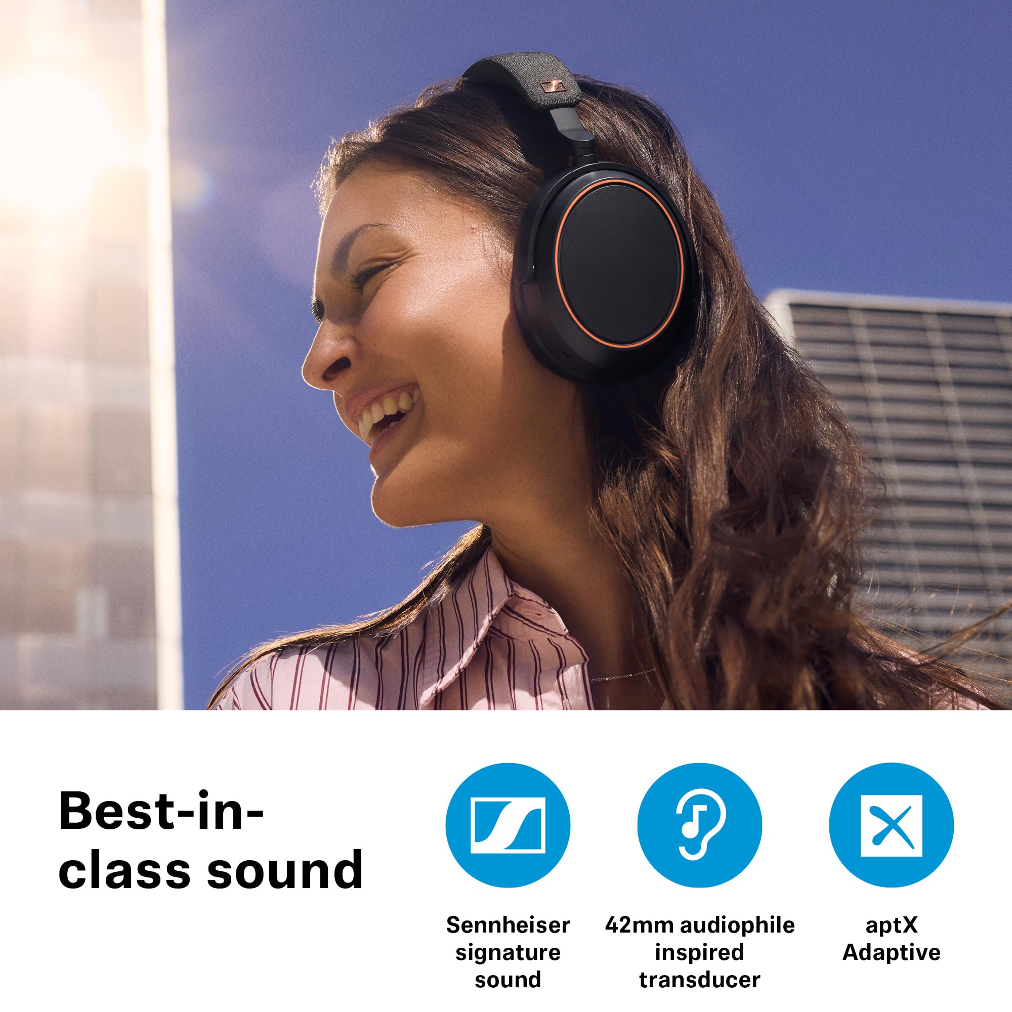 Sennheiser MOMENTUM 4 Wireless Special Edition Bluetooth Headphones with Adaptive Noise Cancellation - 60H Battery Life, Crystal Clear Calls, Customizable Sound - Black/Copper - Perfect for Travel, Work & Music Lovers
