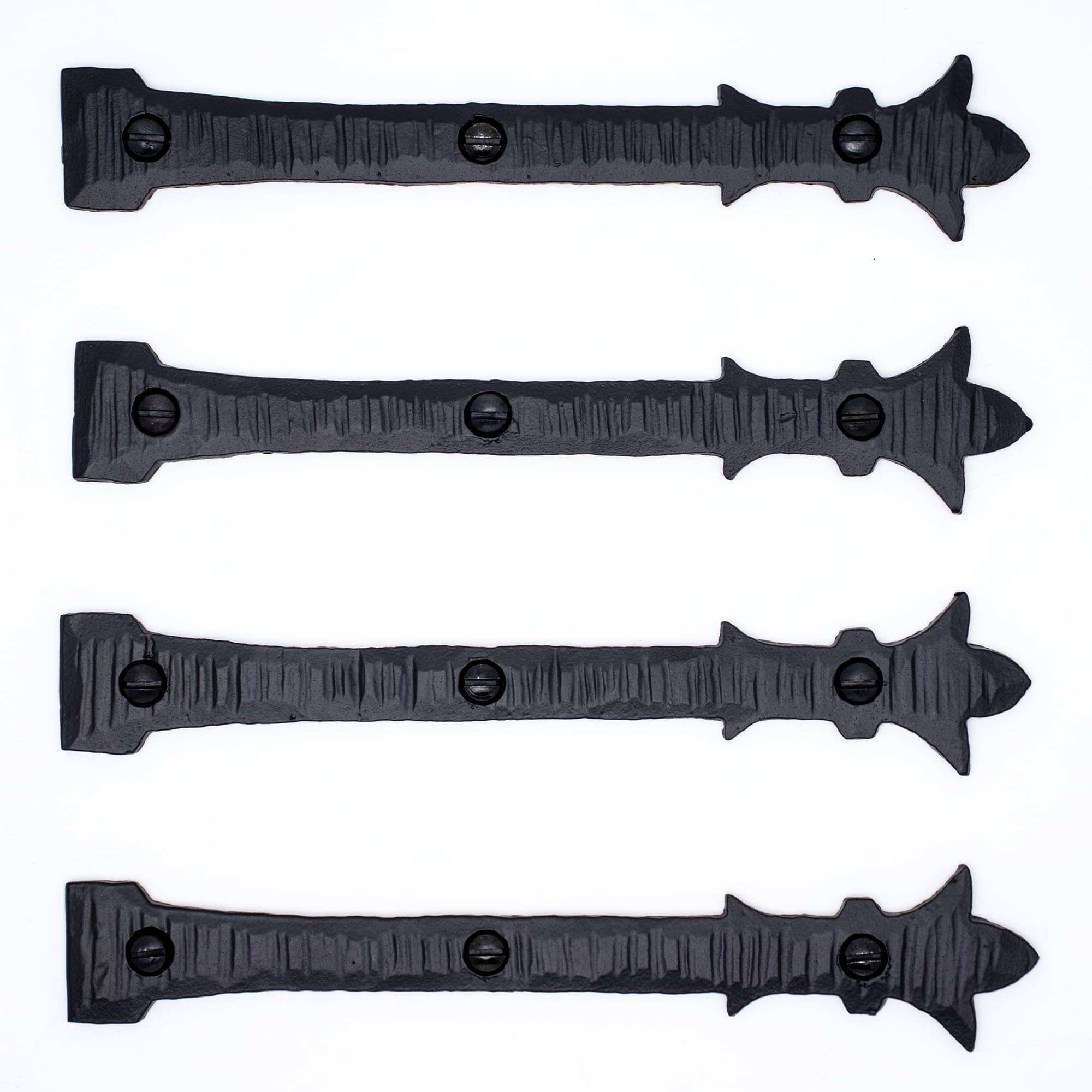 4 Pack 6 Inch Black Faux Strap Hinges - Hand Forged Decorative Hinges for Farmhouse, Barn & Castle Doors - Rustic Iron Dummy Hinges for Shutters, Gates & Carriage Doors - The Byzantium Series - Perfect for Vintage Home Decor & DIY Projects