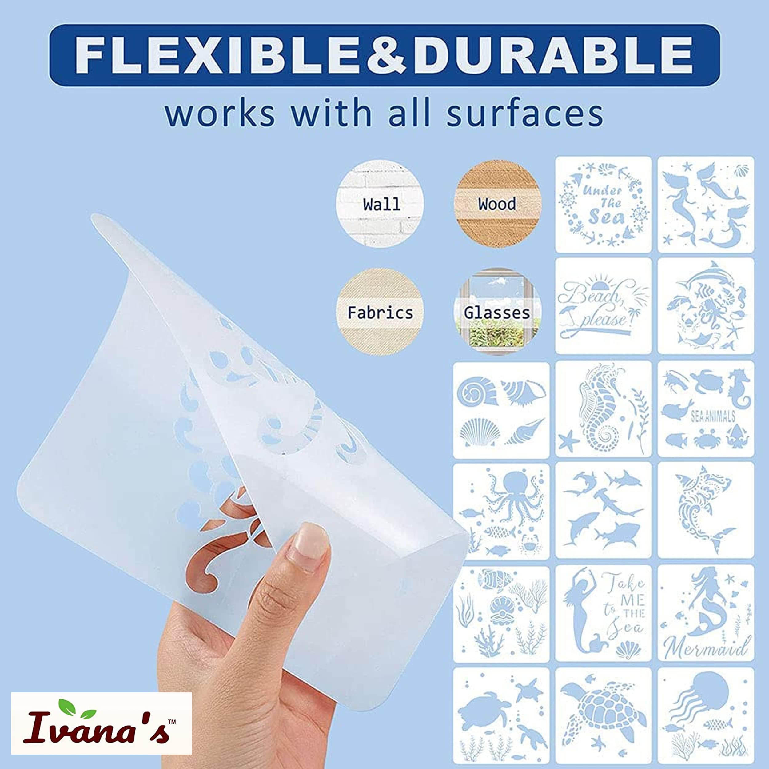 Ivana's Snowflakes Cookie Stencil Template - Reusable & Durable Food Safe Baking Stencils for Cookies, Cakes, Cupcakes (12 x 12 Inch) - Perfect for Holiday Baking, Christmas Decorations & DIY Desserts