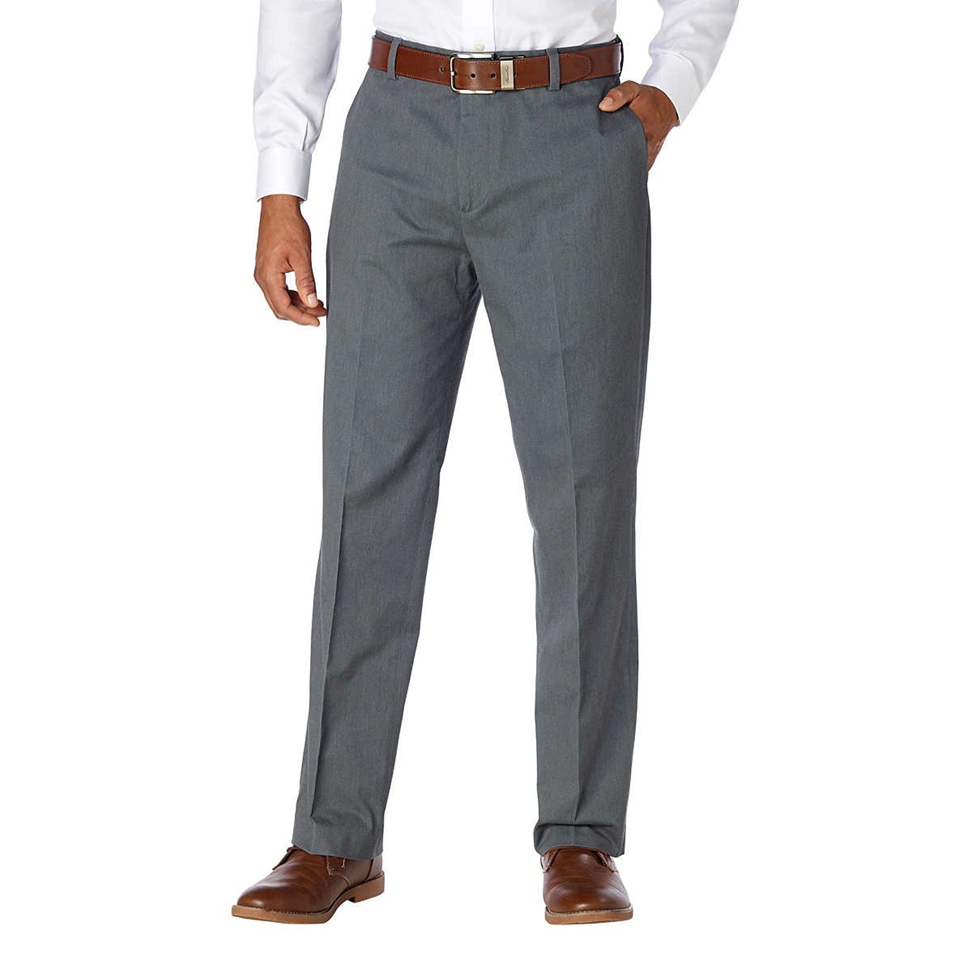 Kirkland Signature Men's Non-Iron Comfort Dress Pants - Wrinkle-Free Office & Travel Pants for Business Casual Wear