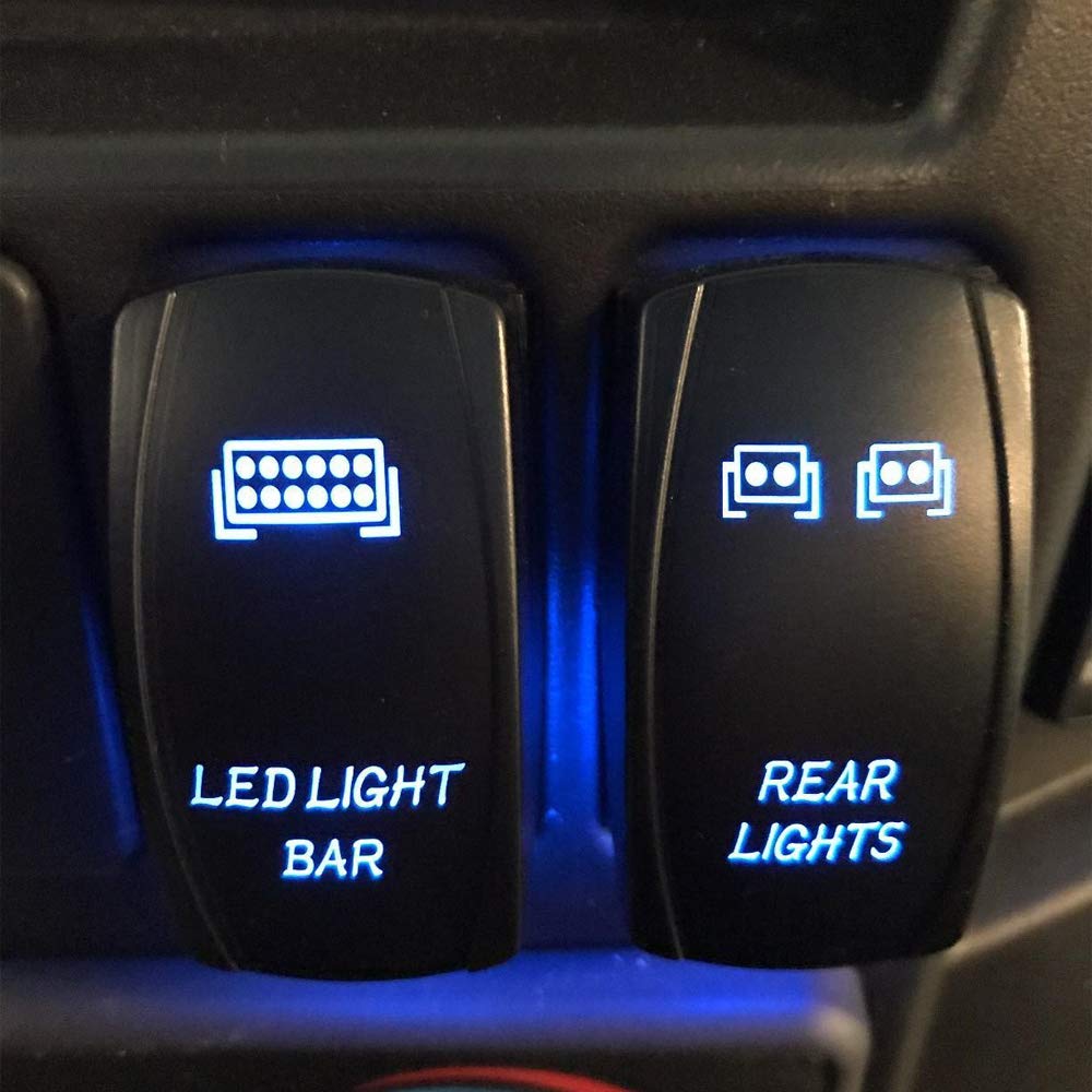 Dasen Rocker Switch 3PCS - Laser Etched Sasquatch, Rear & LED Lights Toggle Switch (Blue) - Compatible with ATV UTV SUV - Perfect for Off-Roading, Camping & Vehicle Customization