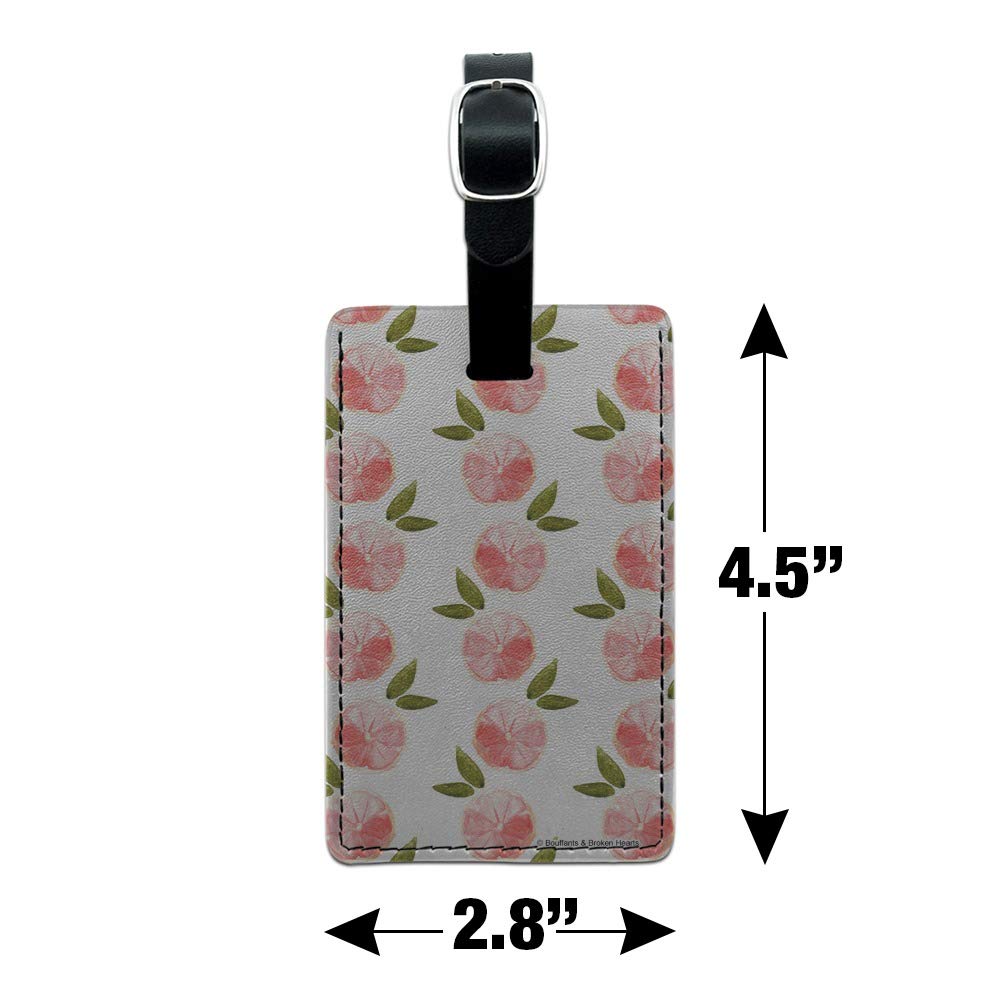 Pink Grapefruit Leather Luggage Tag - Rectangle Suitcase ID Card Holder for Carry-On Bags - Perfect for Travel, Business Trips & Vacation Identification