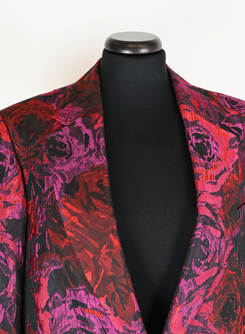 Dries Van Noten Floral Print Dress with Red Roses - Size 40 | Elegant Women's Fashion for Parties & Special Occasions