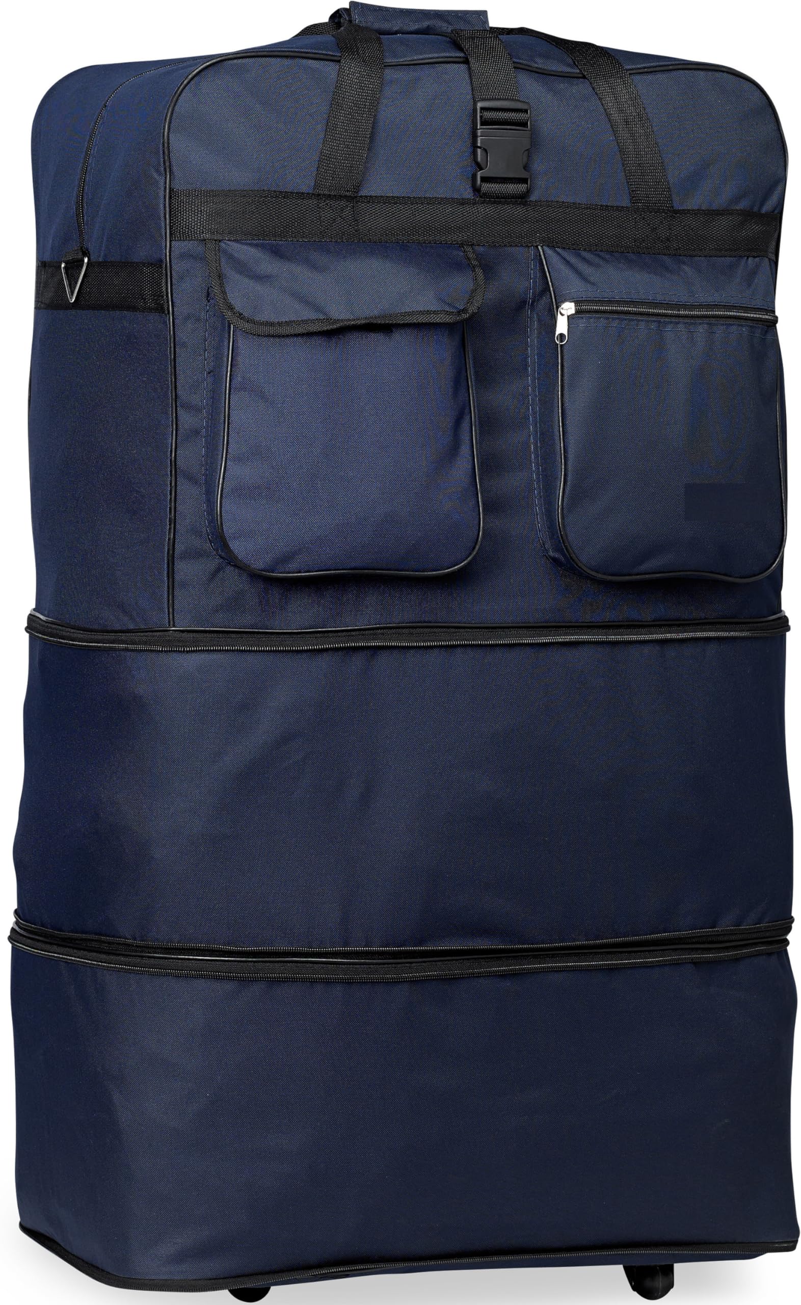 Expandable Rolling Duffle Bag with Wheels - 30/36/40 Inch Spinner Suitcase Luggage for Travel (36 Inch, Navy) | Perfect for Air Travel, Road Trips & Gym Gear Storage