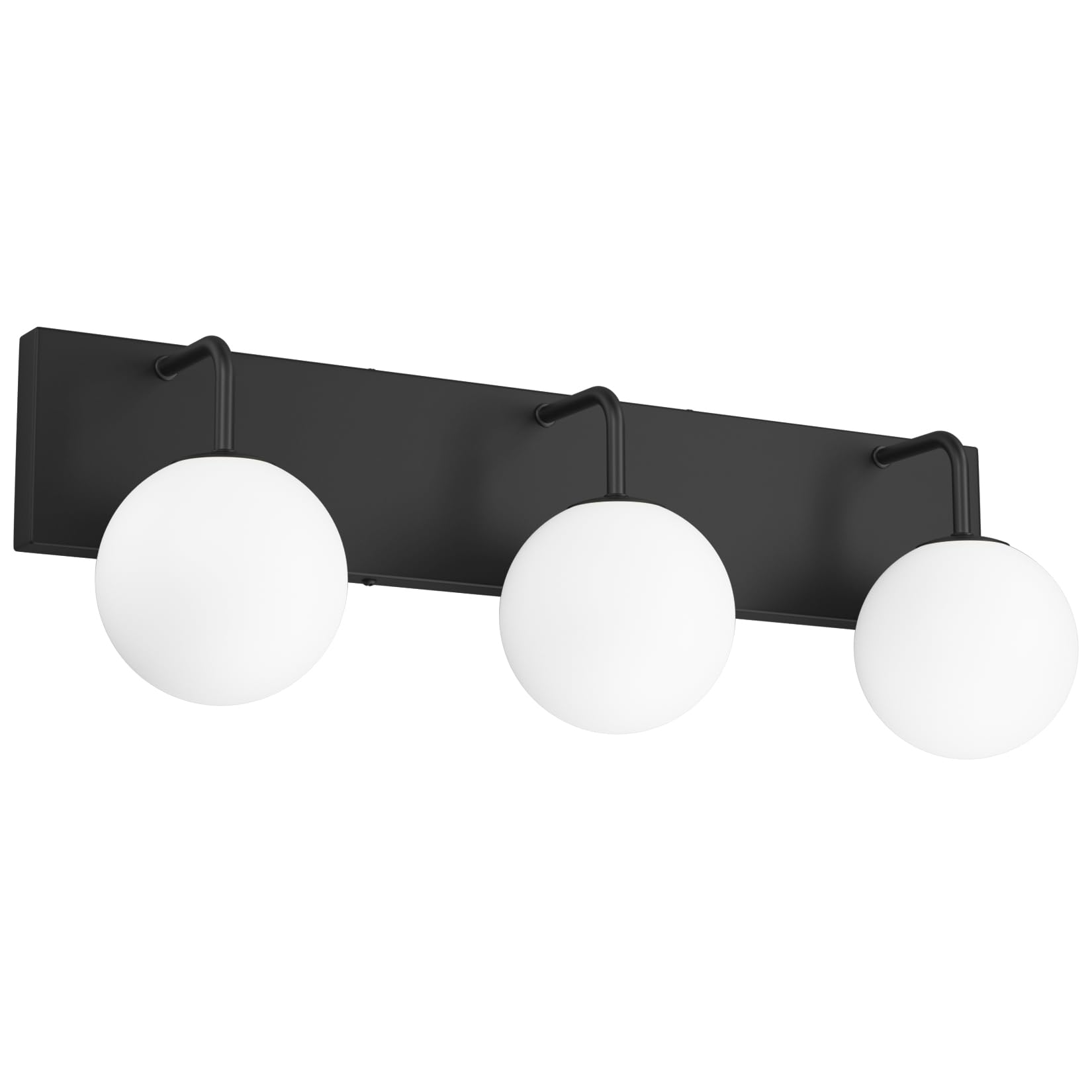 Tipace 3-Light Modern Black Bathroom Vanity Light Fixtures - Mid Century Industrial Vanity Lighting with Milk White Glass Globes for Mirror Illumination (Bulbs Not Included) | Perfect for Bathroom Makeover, Spa Lighting, and Modern Home Decor