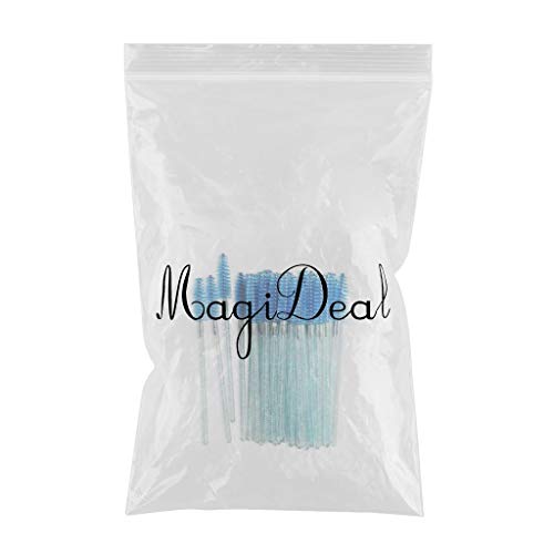 100PCS Disposable Eyelash Brushes - Crystal Blue Mascara Wands for Professional & Home Makeup Application - Perfect for Lash Extensions, Salon Use, and Personal Beauty Routine