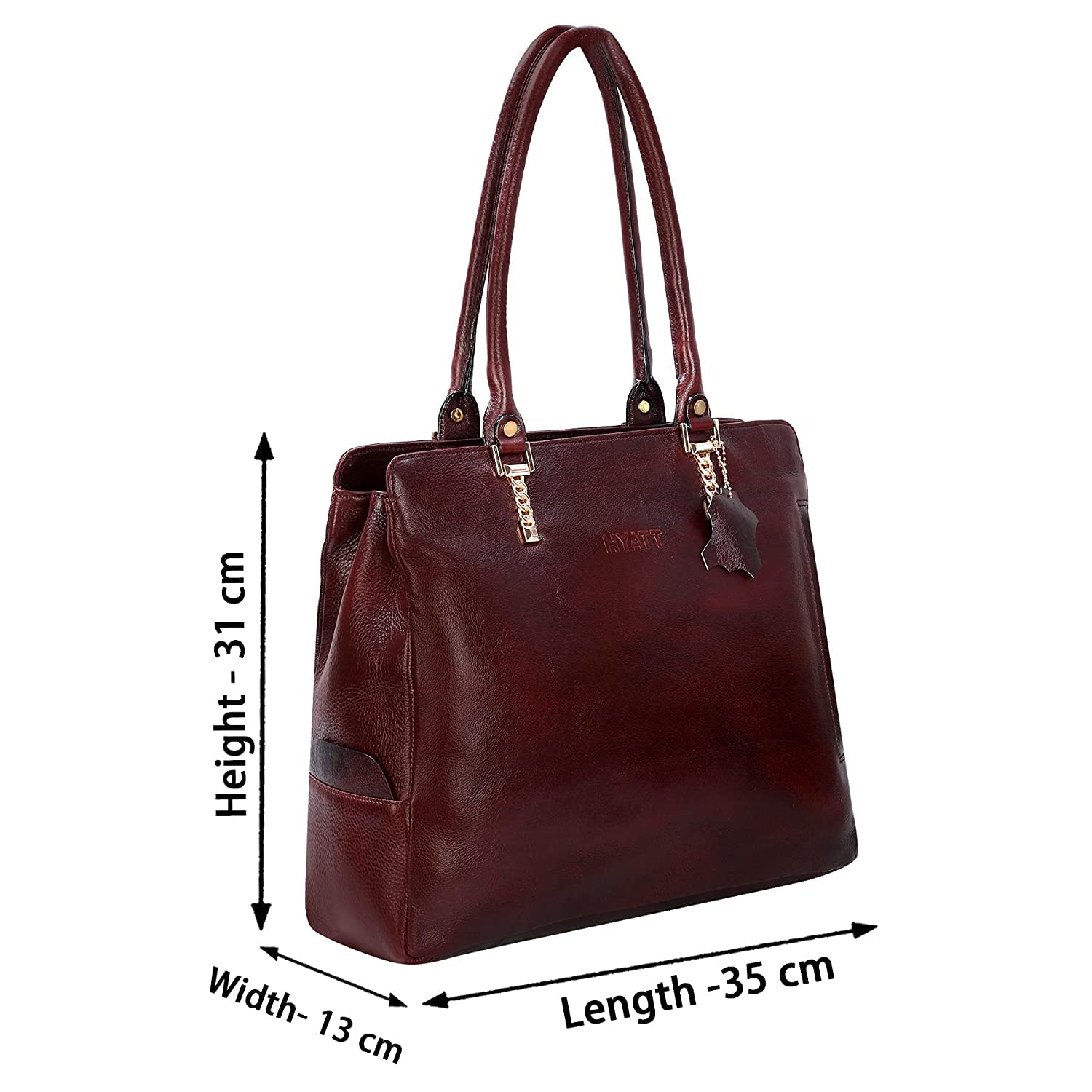 HYATT Women's Leather Tote Bag - Genuine Full Grain Leather Handbag for Office & Travel