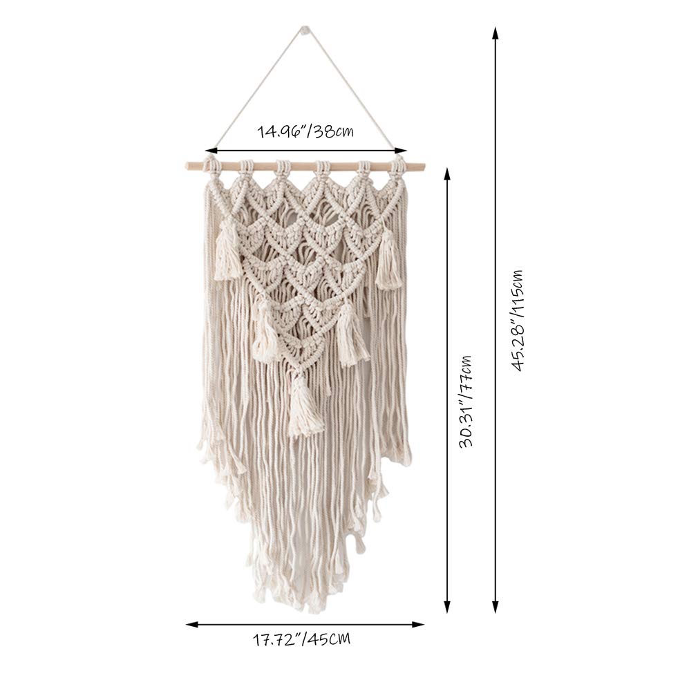 Bohemian Nordic Style Cotton Hand-Woven Tassel Wall Tapestry - Natural Home Decor for Living Room, Bedroom & Dorm | Boho Chic Wall Hanging for Cozy Home Aesthetic