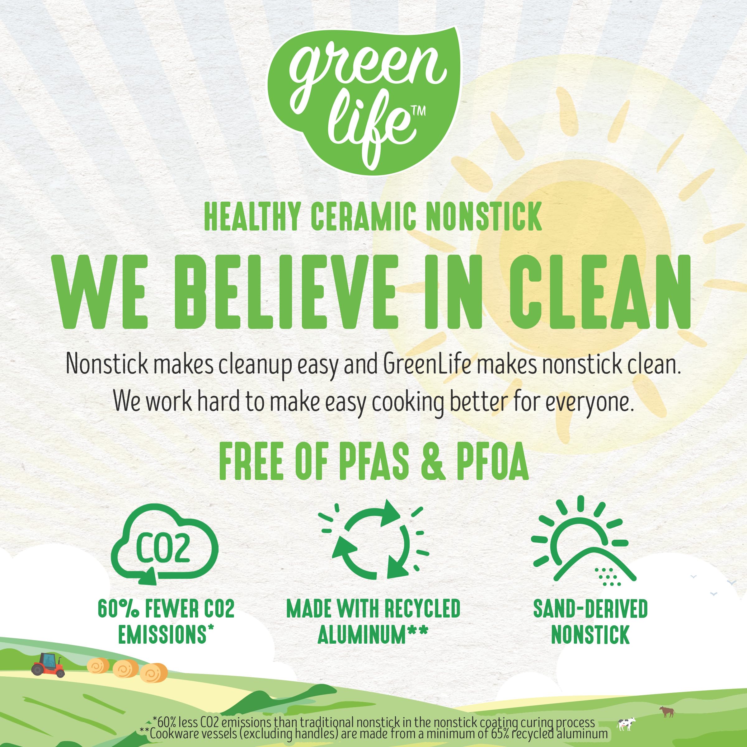 GreenLife Soft Grip 23-Piece Non-Toxic Ceramic Cookware Set - PFAS & PFOA Free Pots & Pans with Even Heat Distribution, Warp Control & Easy Cleaning - Oven & Dishwasher Safe Blue Kitchenware for Healthy Cooking, Baking & Frying