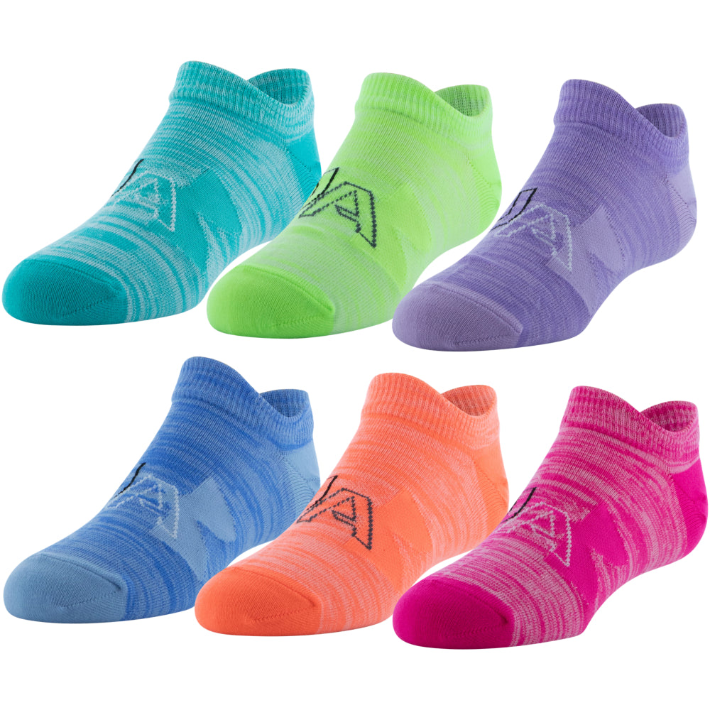 Under Armour Youth Essential No Show Socks 6-Pack for Girls - Breathable & Cushioned Athletic Socks for Running, School & Everyday Comfort