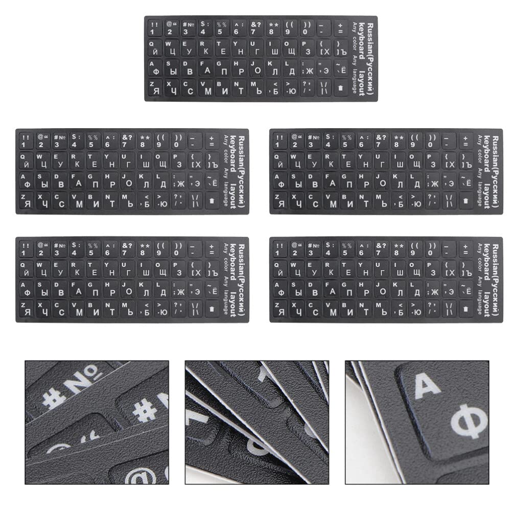 5-Pack Spanish Keyboard Stickers - PVC Letter Labels for Laptop & Computer Keyboards | Durable Alphabet Stickers for Language Learning & Typing Practice (Ideal for Students, Travelers & Multilingual Users)