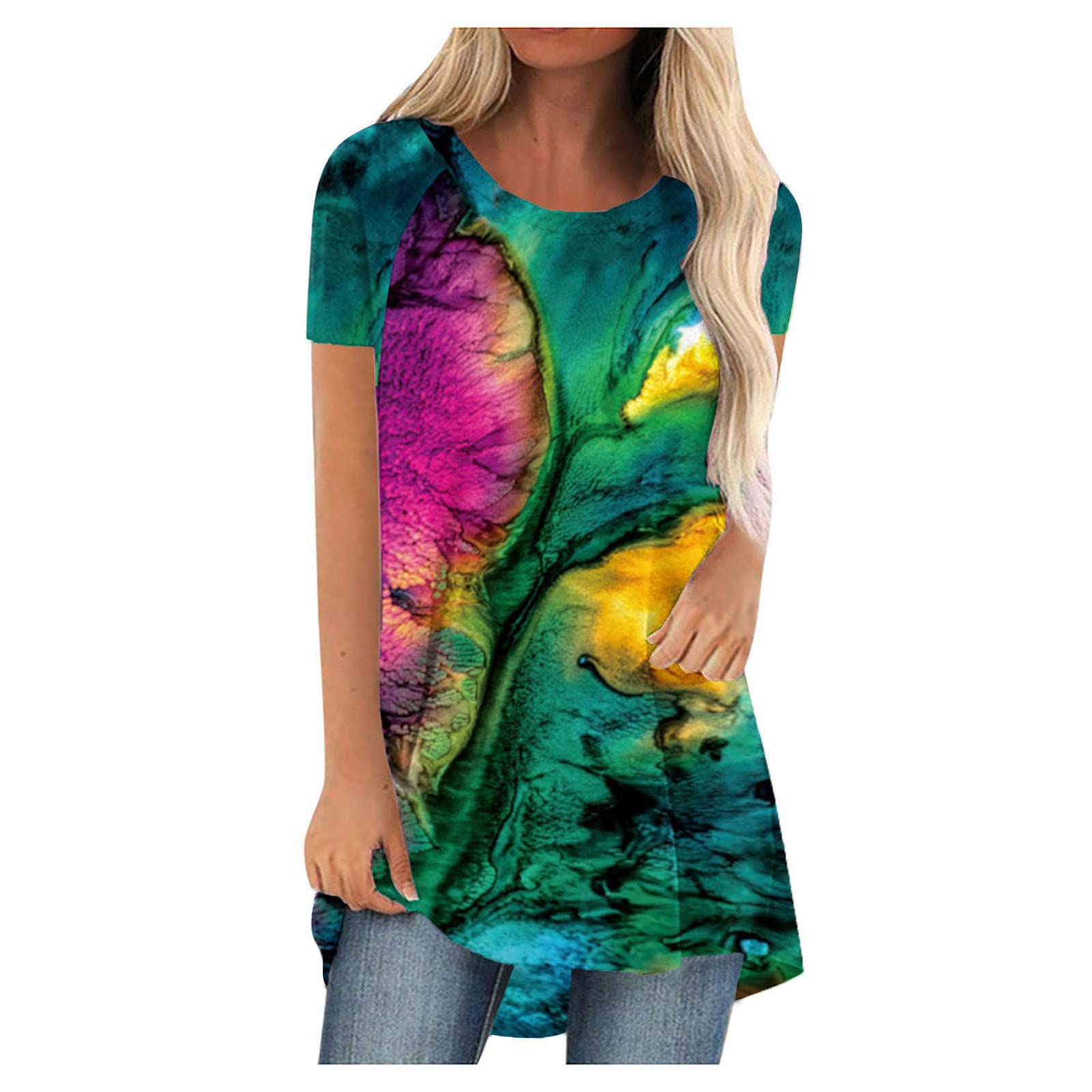 Trendy Tie Dye Tunic Tops for Women - Summer Casual Blouses for Outings