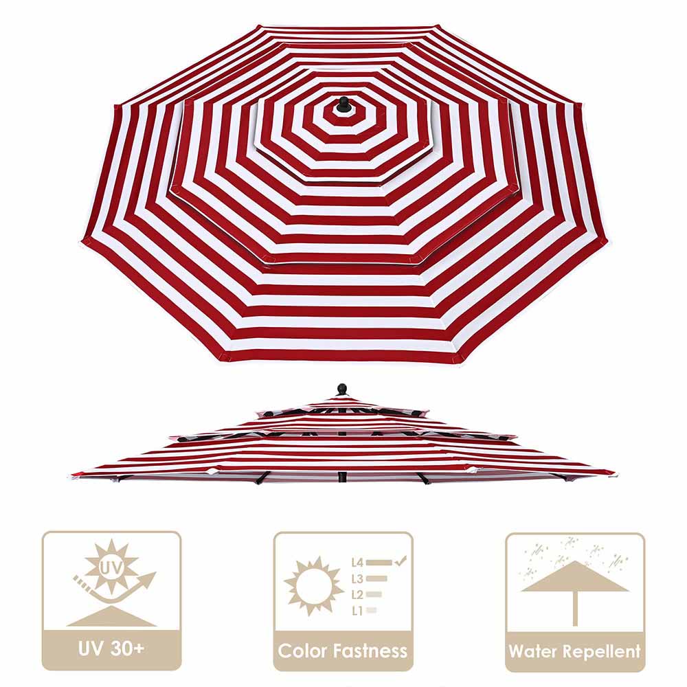 9ft 3-Tiered 8-Rib Replacement Canopy for Patio Market Umbrella - Durable Outdoor Shade Cover for Garden, Deck, and Backyard Use