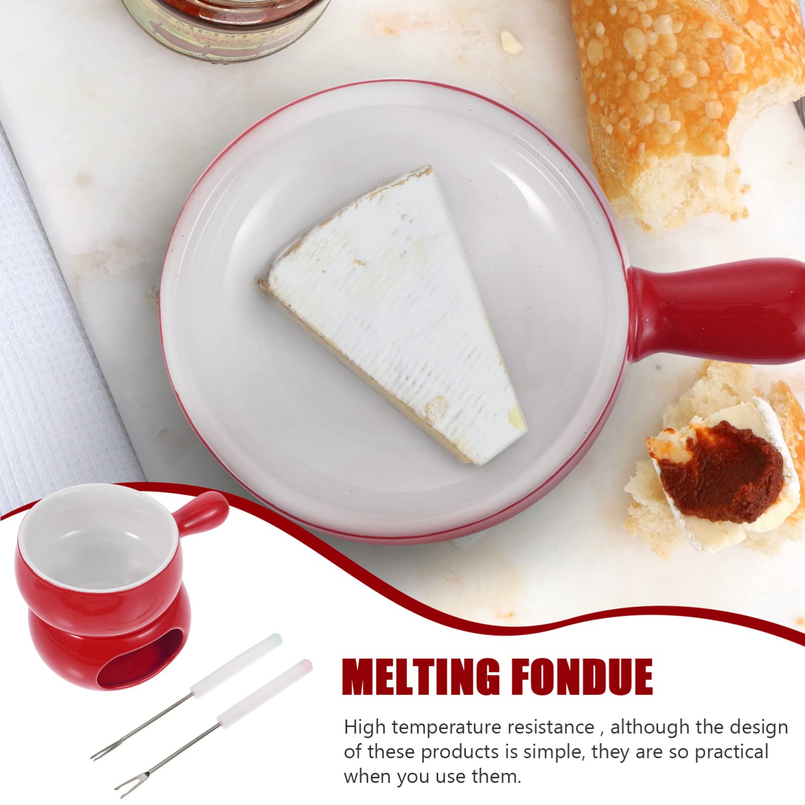 Premium Ceramic Cheese Melting Pot Set - Fondue, Chocolate & Butter Warmer for Stovetop & Tabletop - Perfect for Parties, Romantic Dinners & Family Gatherings
