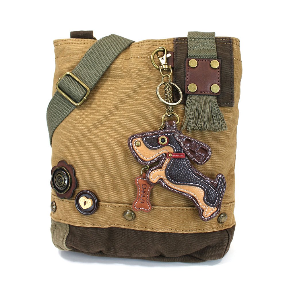 Chala Patch Crossbody Bag - Wiener Dog Design - Stylish Brown Leather Purse for Women - Perfect for Daily Use, Travel & Casual Outings
