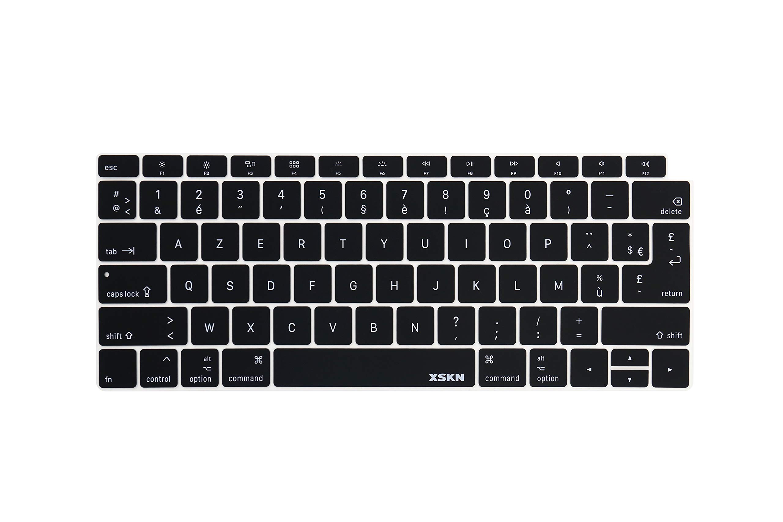 French Language Silicone Keyboard Cover for MacBook Air 13.3-inch (2018 Release, Model A1932) - US & EU Layout, Touch ID Compatible, Black - Perfect for Typing, Coding & Multilingual Work